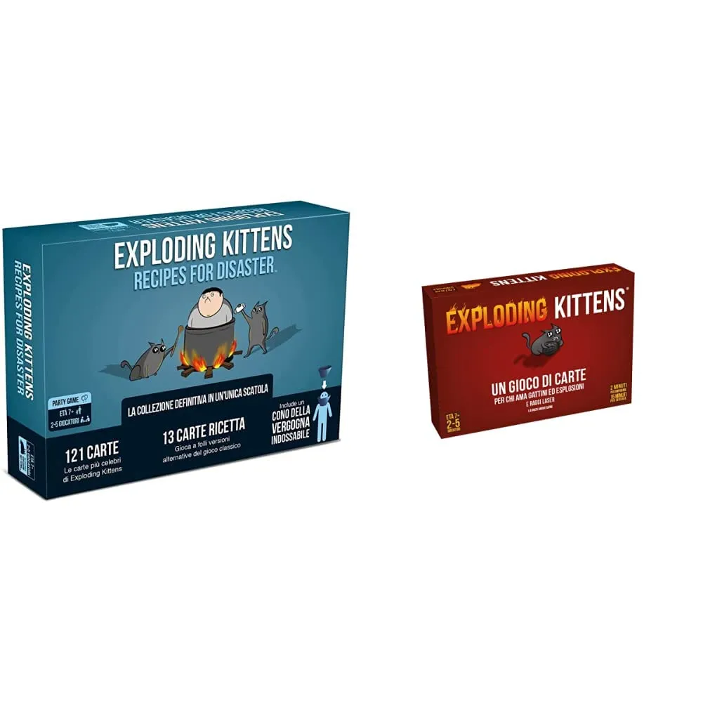 Asmodee - Exploding Kittens: Recipes for Disaster, Gioco da Tavolo, Party Game, 2-5 Giocatori, 7+ Anni, Edizione in Italiano & Exploding Kittens - Gioco di carte, party game, 2-5 giocatori