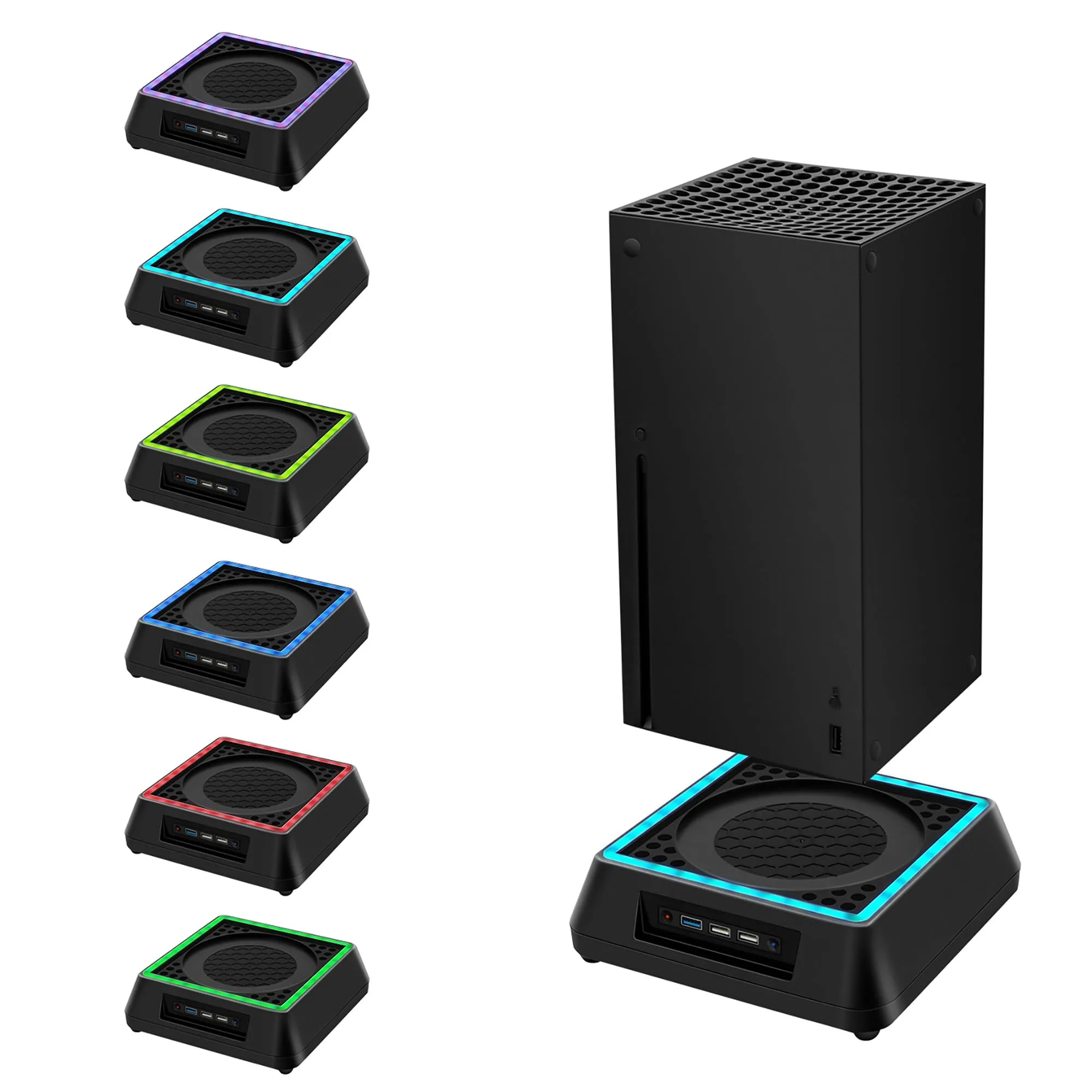 Mcbazel Xbox Series X Ventola di Raffreddamento Xbox Serie X Supporto di Raffreddamento Base con Luce RGB/Funzione di Raffreddamento Regolabile/Indicatore LED/Porte USB 3.0/USB 2.0 per Xbox Series X