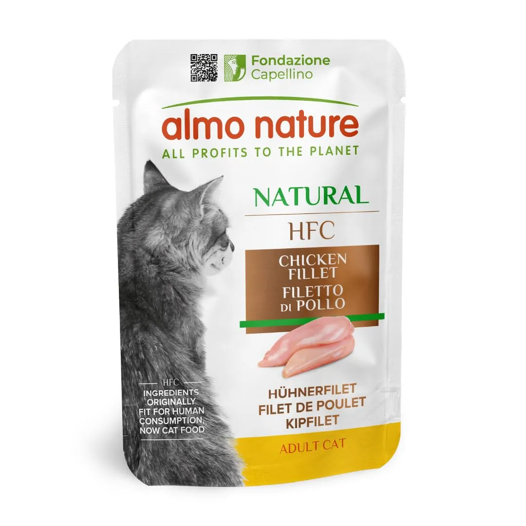 Almo Nature HFC Natural, Alimento Umido per Gatti - Filetto di Pollo - Confezione da 1.32 kg (24 x 55 g)