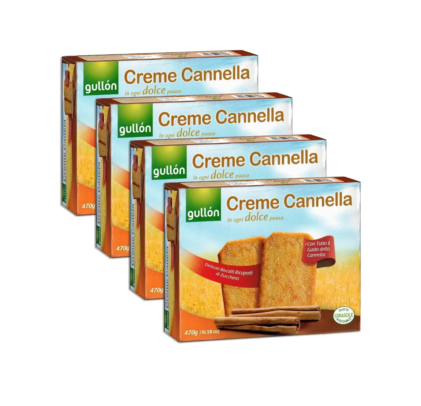 4X Gullon Creme Canela Biscotti alla Cannella Ricoperti da un Delicato Strato di Zucchero 470g