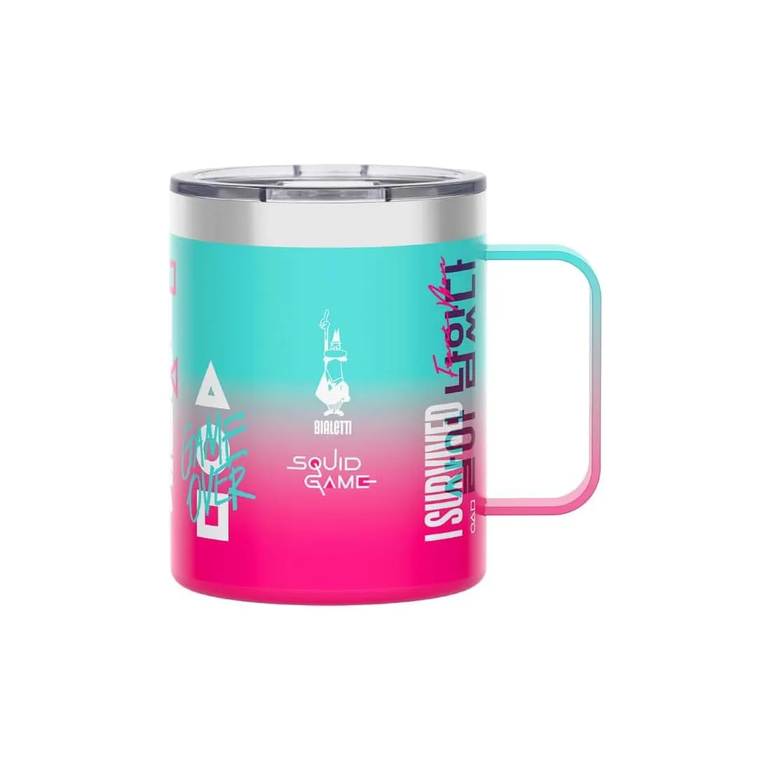 Bialetti Camp Mug Squid Game©, 420ml, Acciaio Inox, Double Wall