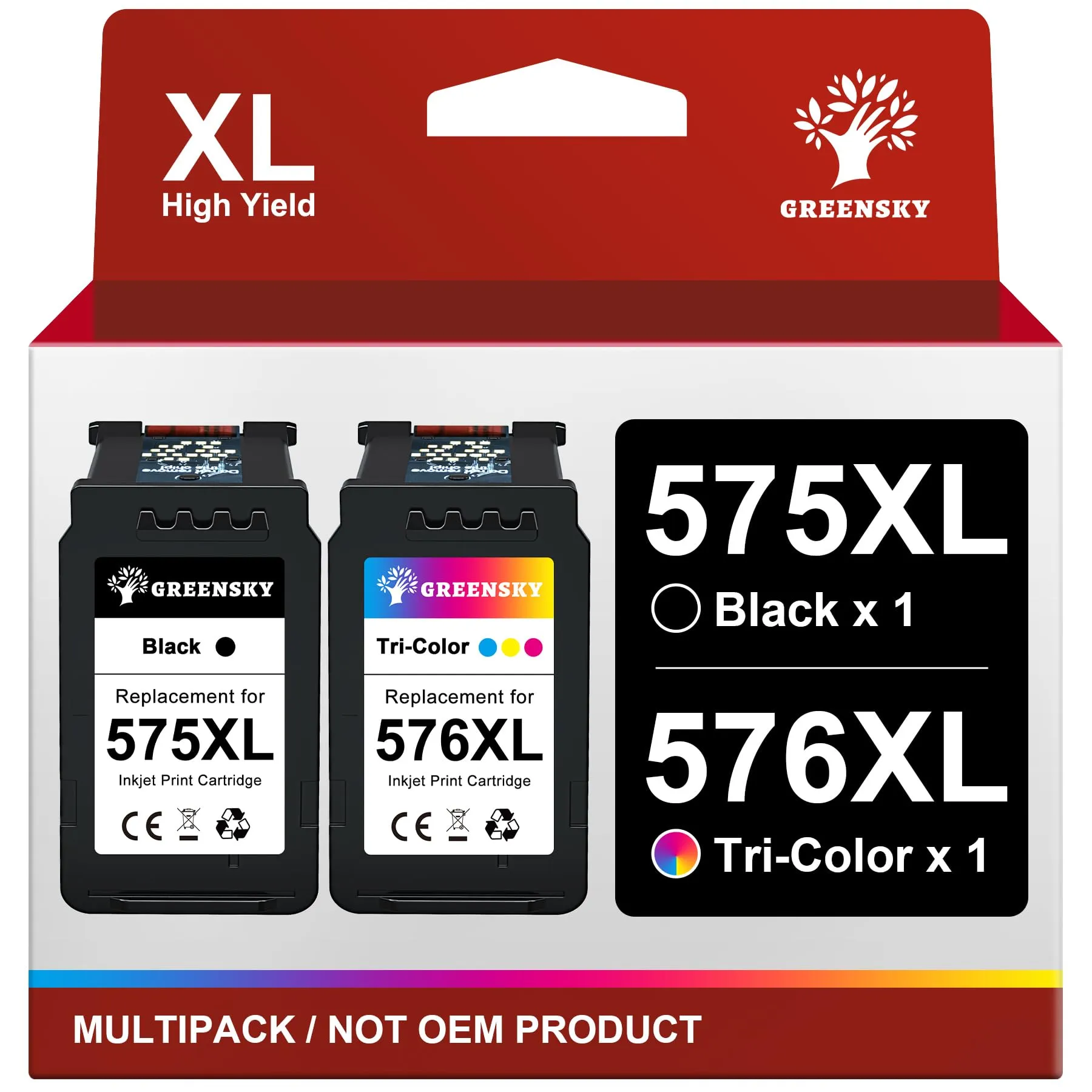 GREENSKY PG-575XL CL-576XL d'inchiostro Sostituzione cartucce canon 575 576 Canon 575XL 576XL Nero e Tri-Colore per Canon PIXMA TR4755i TR4756i TS3752i TS3751i TS3550i TS3551i TS3750i TR4750i TR4751i