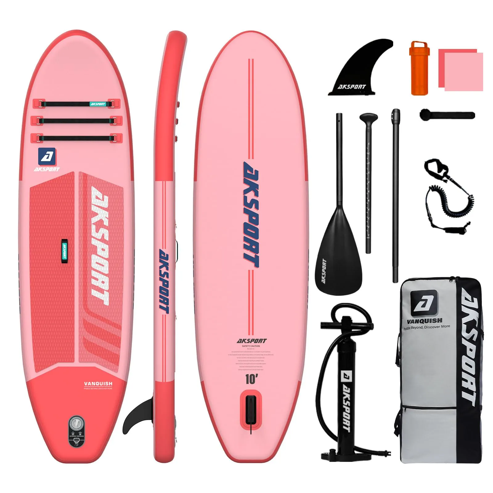 AKSPORT Tavola da Paddle Gonfiabile 10', SUP con Tutti gli Accessori, Design Ampio e Stabile, Superficie Antiscivolo, Tavola da Paddle Gonfiabile per Giovani e Adulti
