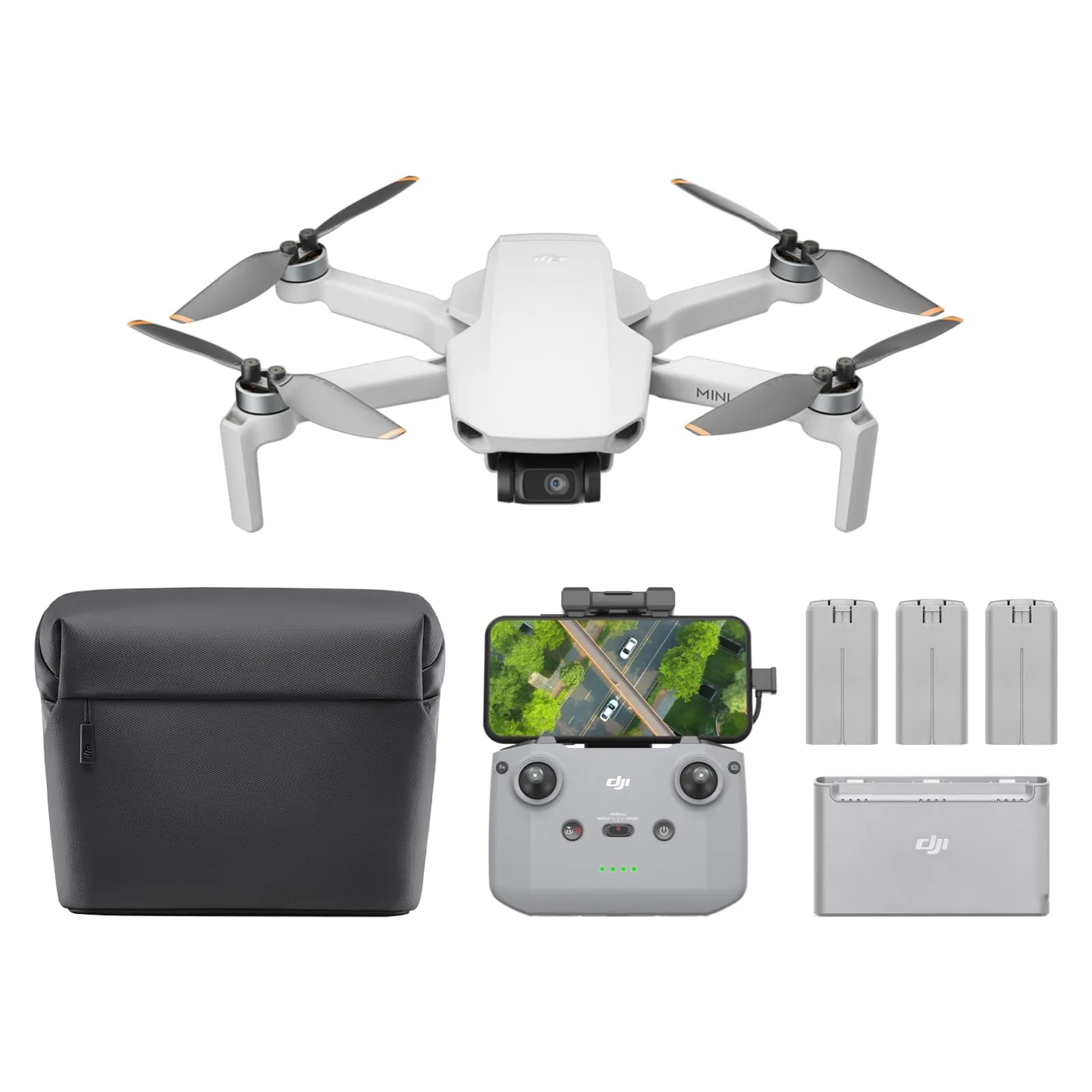 DJI Mini 4K Fly More Combo, drone per adulti, fotocamera 4K HD, meno di 249 g, stabilizzatore 3 assi, trasmissione video 10 km, return automatico, 3 batterie per tempo di volo max 93'