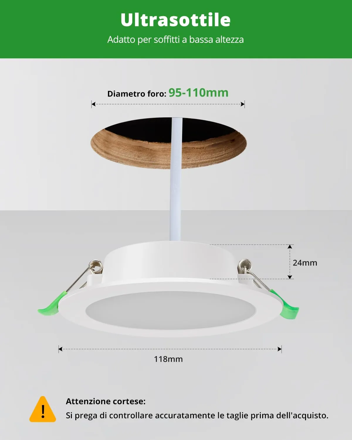 HOMEOW 12x Faretti LED da Incasso per Cartongesso, 220V 7W 6000K Luce Fredda Faretti LED Interno da Incasso, IP44 Faretto per Bagno, Diametro 118mm, Diametro foro 95-110mm