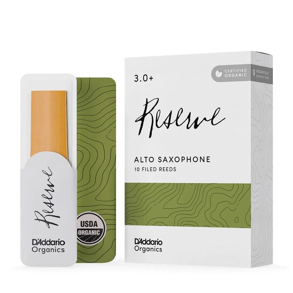 D'Addario Organic Reserve Alto Ance per Sassofono - Ance per Sax - La prima e unica Ancia Biologica - 3.0+ La Forza, 10 Pacchetto