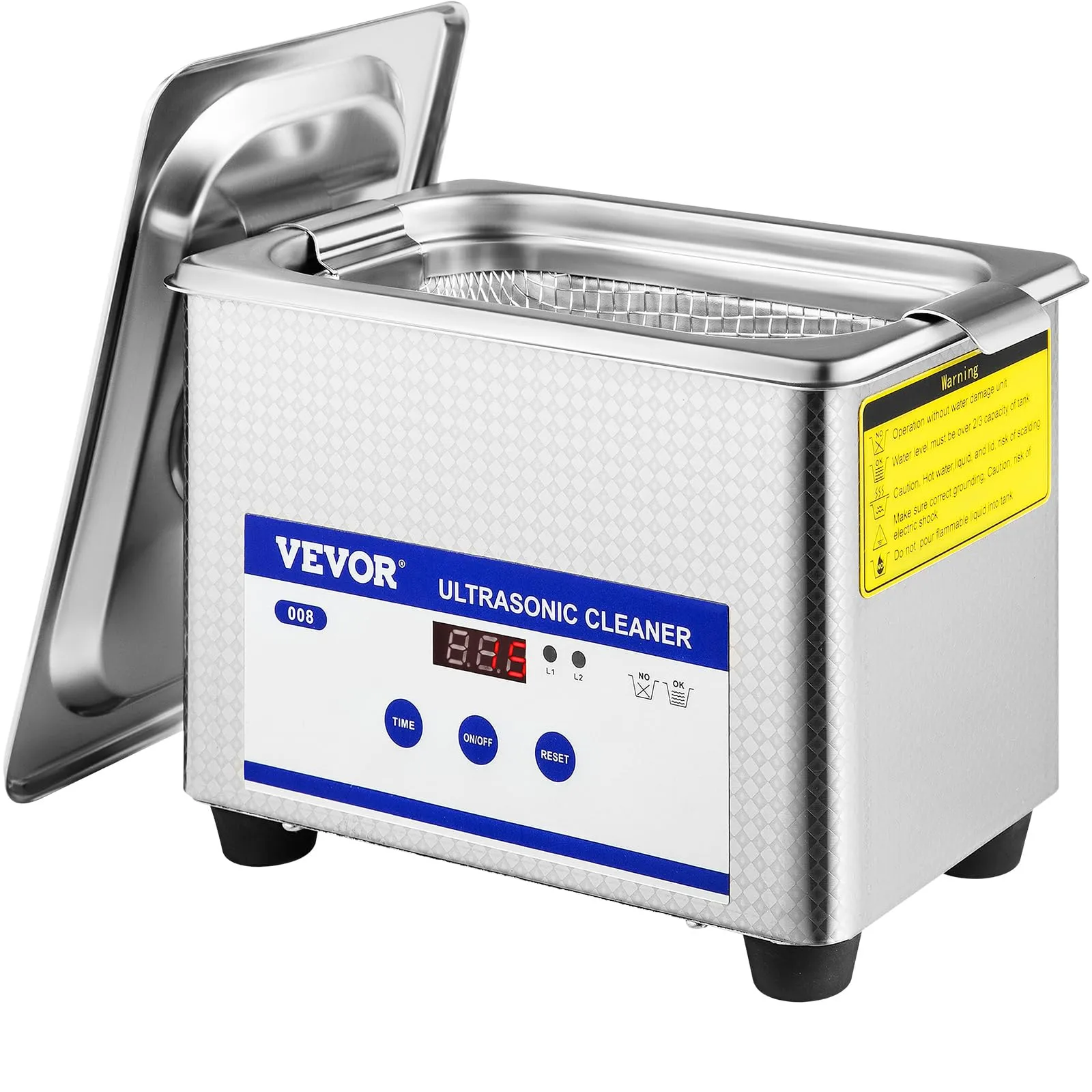 VEVOR Pulitore a Ultrasuoni 0.8L in Acciaio Inox 304 Pulitori ad Ultrasuoni Digitale con Riscaldatore Timer per Gioielli Orologio Occhiali Circuito Bordo Dentiere Strumento Dentale 220V, blu