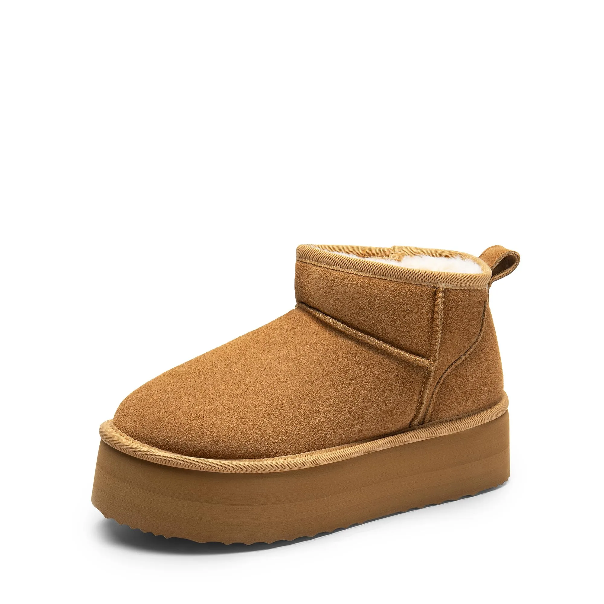 DREAM PAIRS FuzzyClassic Mini Stivale con Piattaforma Stivali da Neve Invernali Donna Stivali con Durevole Caldo Impermeabile Neve Stivale da Donna,Size 40,Castagna,SDSB2427W