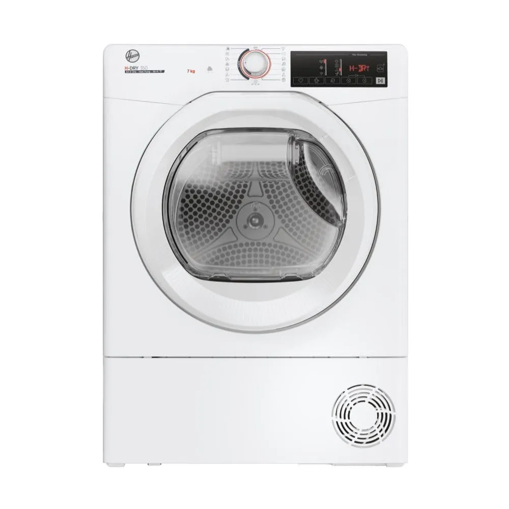 Hoover H-DRY 350 Asciugatrice 7 Kg, Pompa di Calore, Libera Installazione, Classe A++, Certificazione Woolmark, AxLxP 85x60x48, Bianca - HR4 H7A2TE-S
