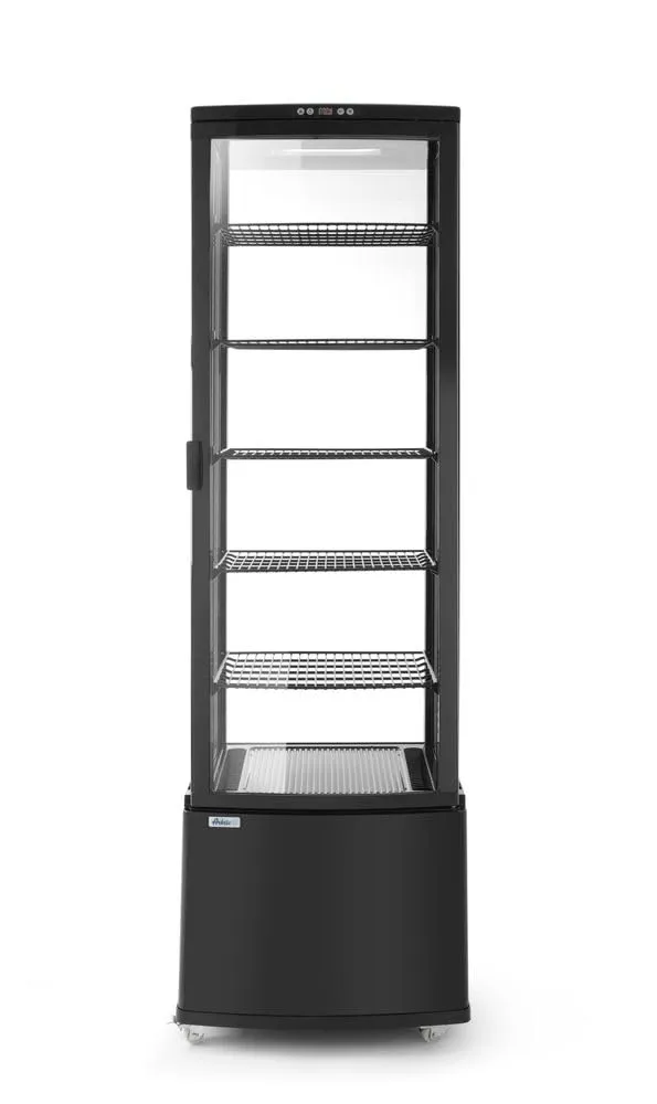 HENDI Vetrina da Esposizione Refrigerata, Sbrinamento Automatico, Sistema Antifog, 5 Ripiani, Illuminazione LED, Classe Energetica C, 270L, 230V, 290W, 556x526x(H)1913mm, Nero, ABS, Doppio Vetro