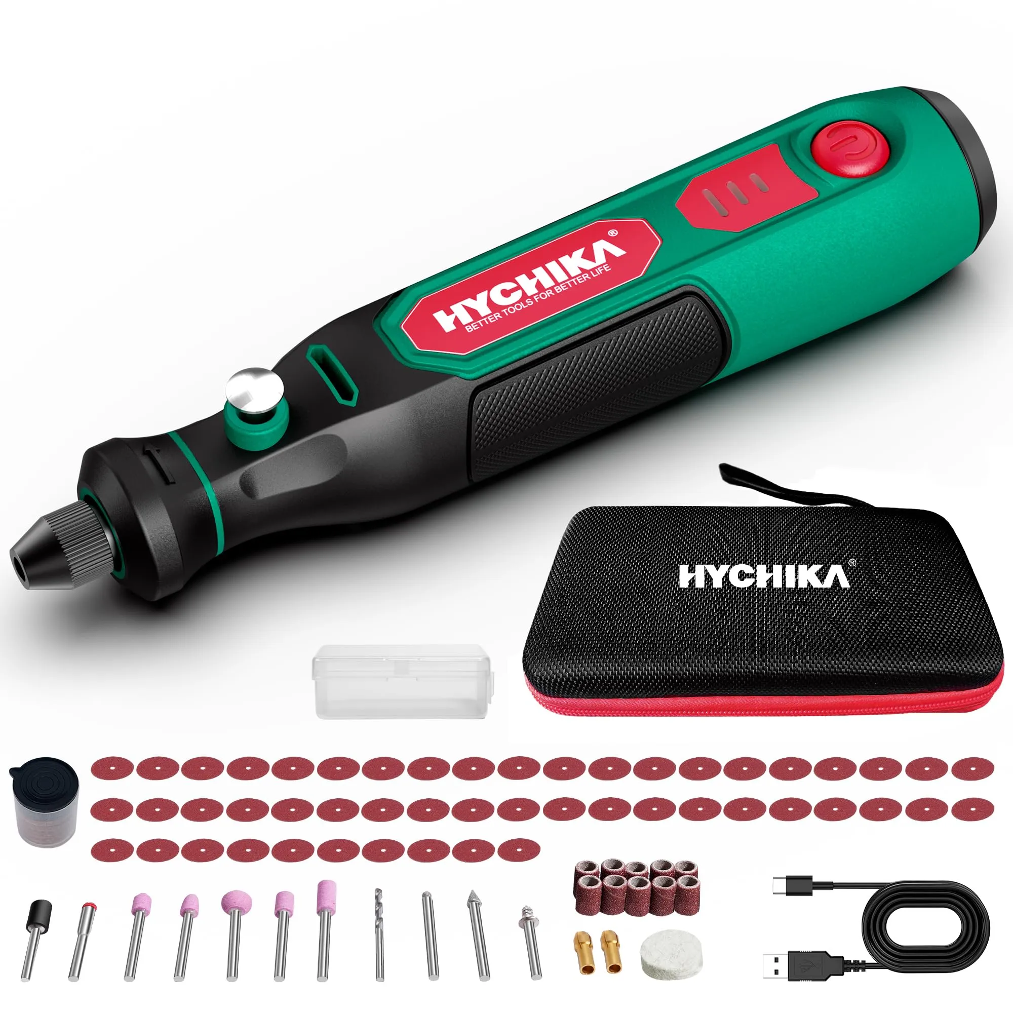 HYCHIKA Mini Trapano,3.6V Utensile Rotante Multifunzione con 77 Accessori per Foratura,Levigatura,Lucidatura,Incisione,Mini Trapano con velocità regolabile e ricarica USB-C,Ideale per piccoli DIY.