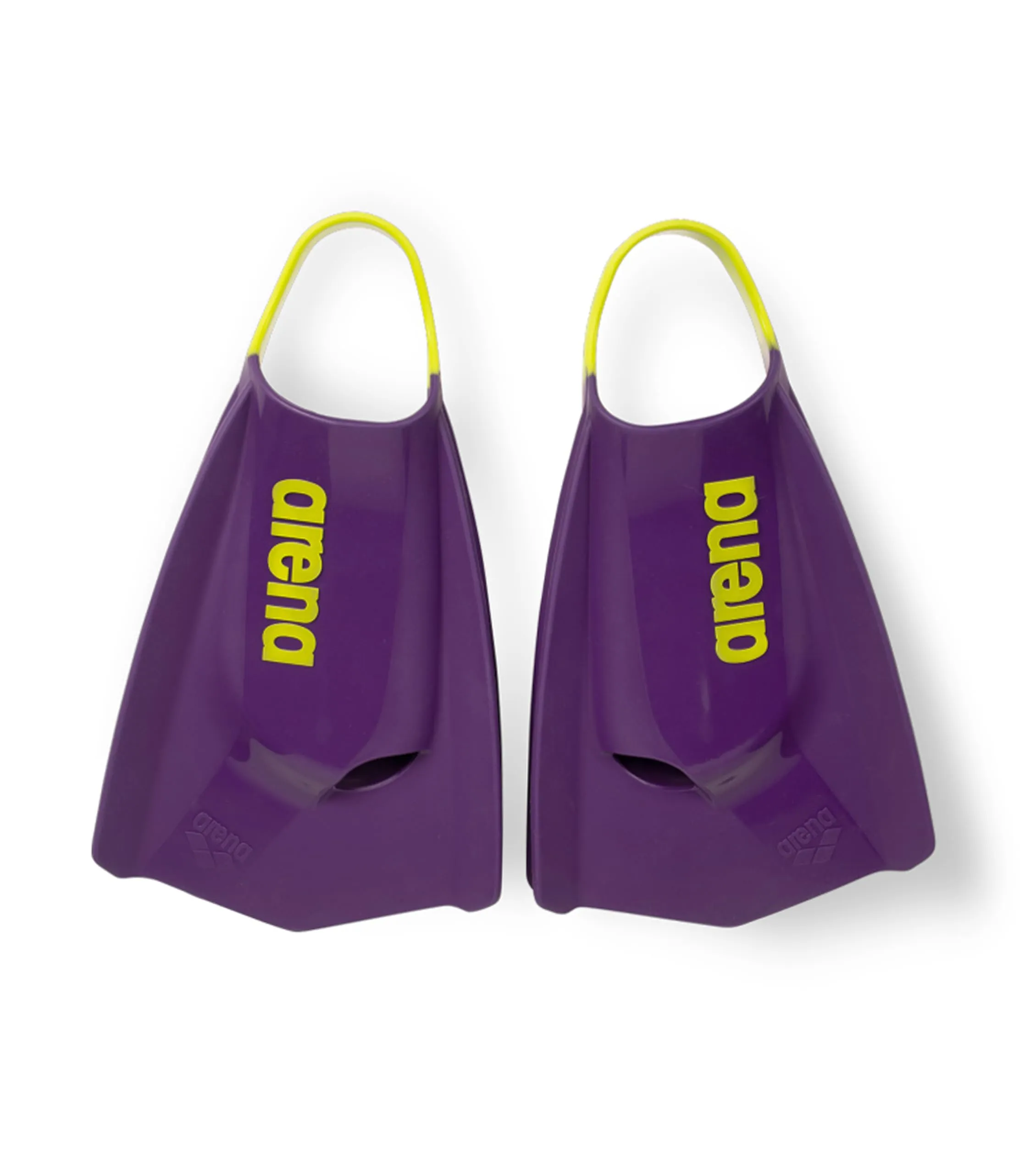 Arena Powerfin Pro II - Pinne unisex per adulti, in silicone, a lama corta, piede destro/sinistro personalizzabile, prugna/giallo (Arctic Lime), misure: 38-39