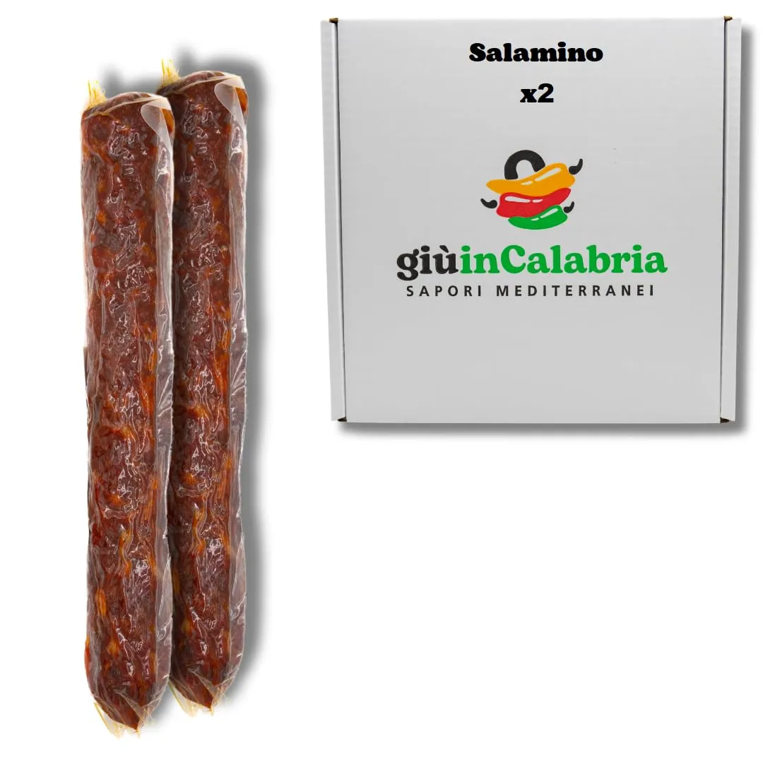 Salamino Piccante Calabrese - Salame Piccante - Ideale Per Piadine, Aperitivo, Panini - 2 Pezzi da 300g L'uno - DA AFFETTARE - Sottovuoto