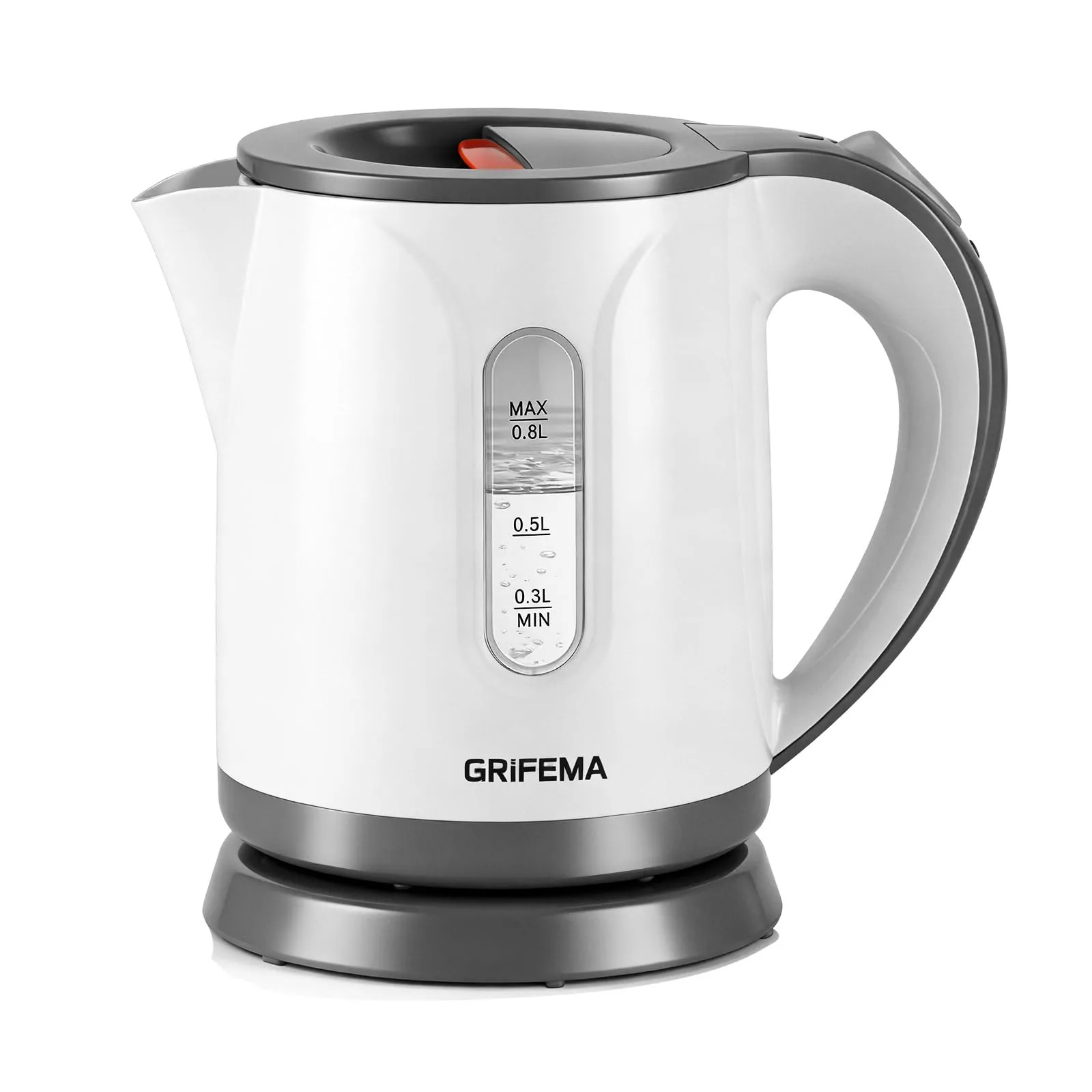 GRIFEMA GC1001, Bollitore elettrico 1100 W /0.8 litri, con Filtro Anticalcare e Spegnimento automatico bollitore acqua, plastica con Base di rotazione a 360°