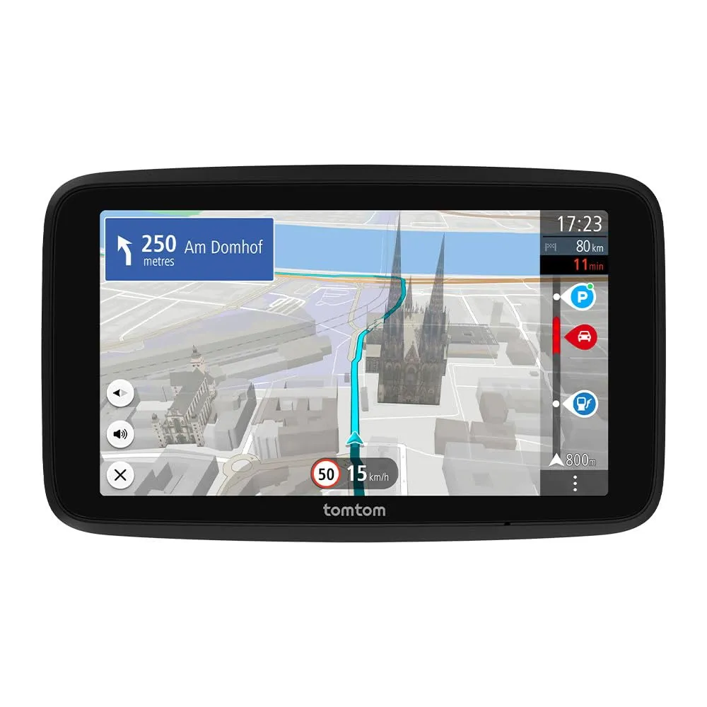 TomTom Navigatore per auto GO Navigator (ampio schermo da 6", info sul traffico in tempo reale, 12 mesi di avvisi autovelox, mappe Europa, aggiornamenti Wi-Fi, servizi Premium, supporto magnetico)