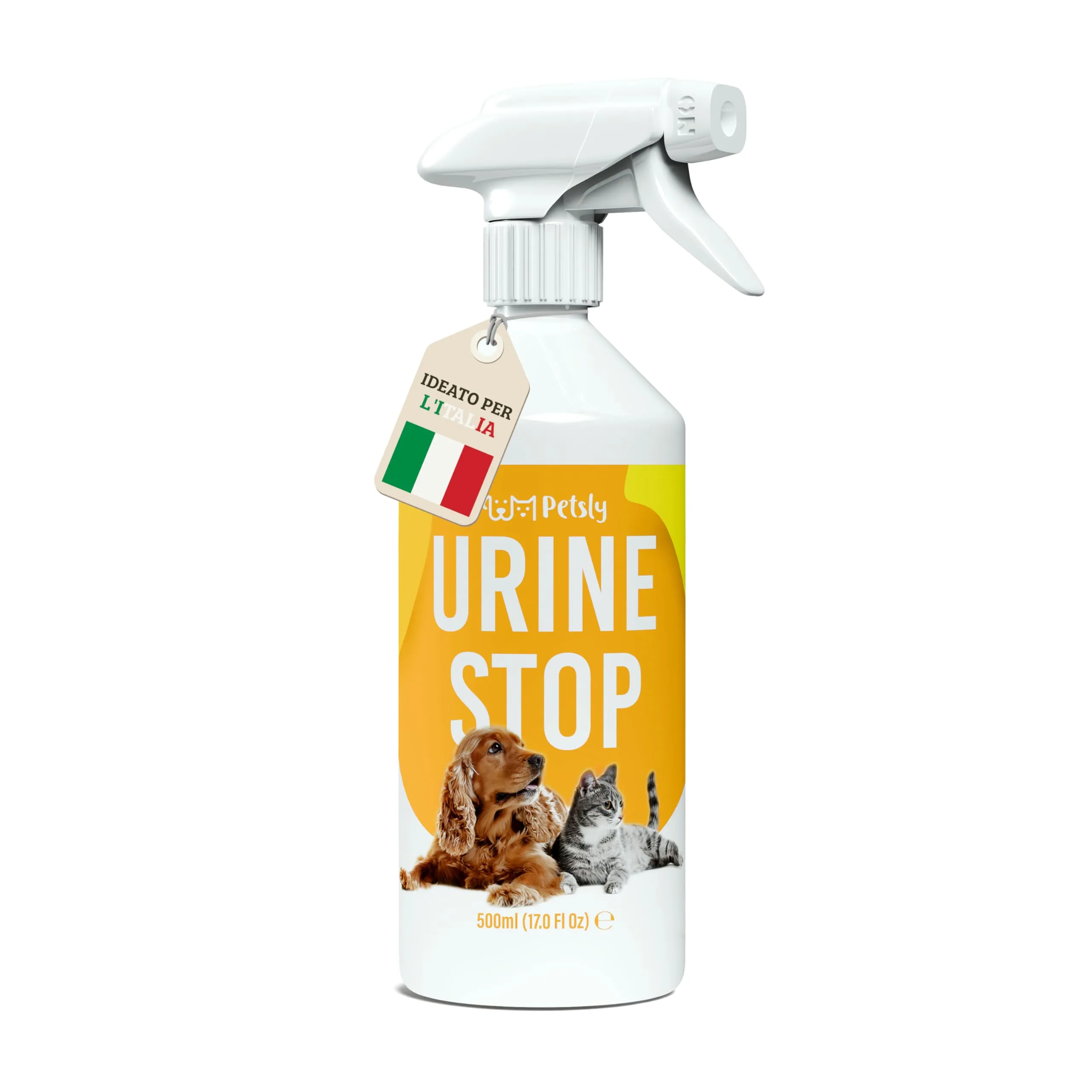 PETSLY® Disabituante per Cani e Gatti Anti Urina - 500ml - Spray Addestrativo Disabituante Gatti - Doppia Azione: Allontana Gatti e Cani + Elimina i Cattivi Odori - Uso Interno e Esterno