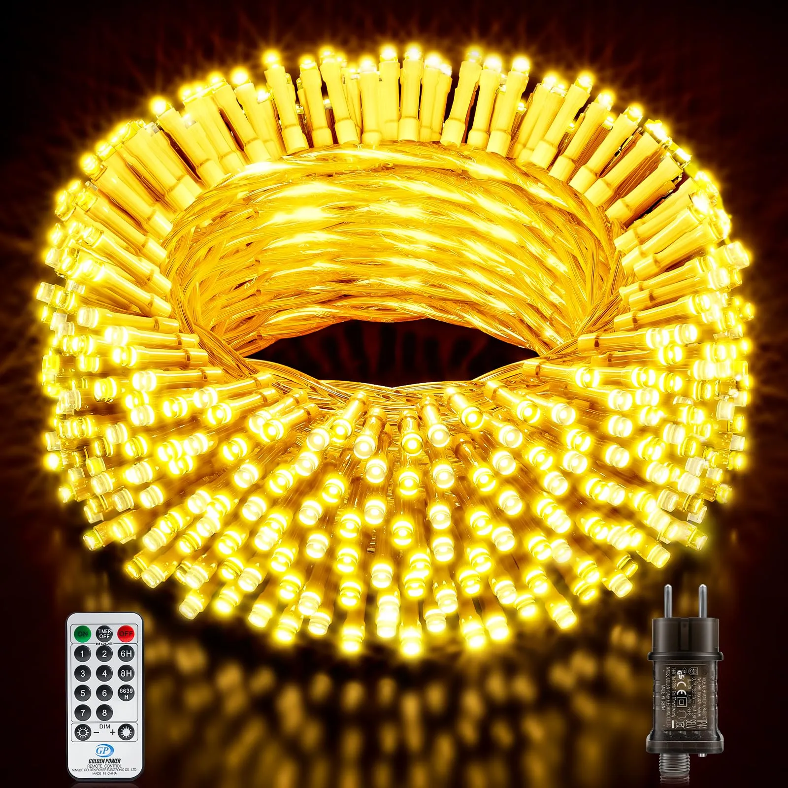 Buudala Luci Albero di Natale, 43.2M/141.73FT 320 LED Luci Natalizie da Esterno ed Interno, 8 Modalità con Funzione Memoria e Telecomando Luci di Natale per Giardino, Balcone, Festa - Bianco Caldo