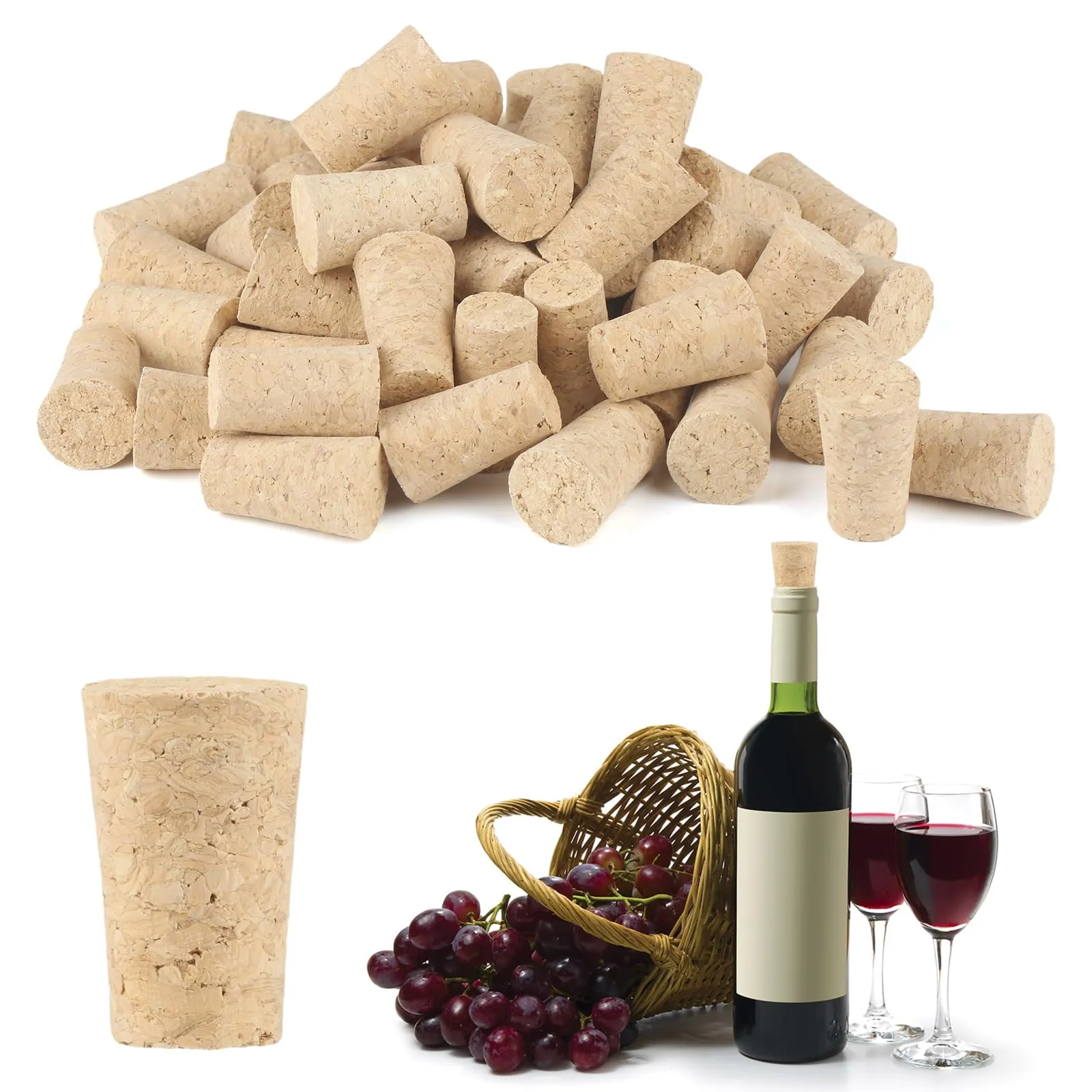 50 Pezzi Tappi Conici In Sughero Naturale, Tappi Di Sughero, Tappi Sughero Per Vino, Tappi In Legno Per Vino/Birra, 22 * 16 * 35mm