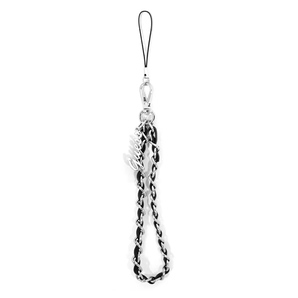 GUESS GUSTSASSK Phone Strap Black Chain Metal Logo Charm, x, Metallo, Agata