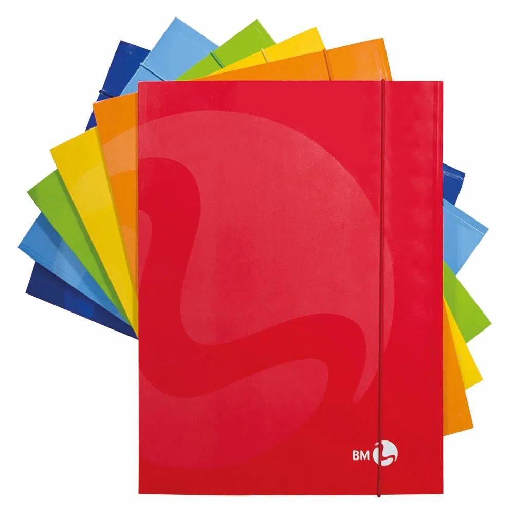 Bm – BeMore – Cartelline 3 Lembi Con Elastico, 0108968 – Cartellina Formato A4 – Copertina Pesante 700G/Mq – Copertina Plastificata Lucida – Confezione 10 Pezzi – Colori Assortiti
