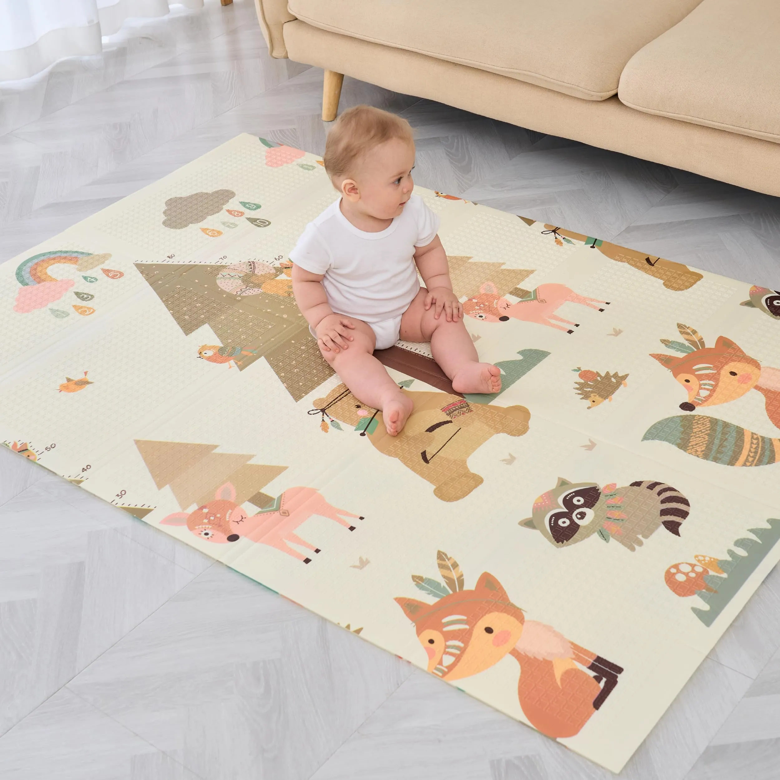 Tappeto Gioco Bambini Pieghevole 120x180x1cm Palestrina Neonato Montessori Reversibile Non Tossico E Impermeabile In Schiuma Per Bimbi. Palestra Neonati - Tappeto Tummy Time Neonati - Regalo Bambino