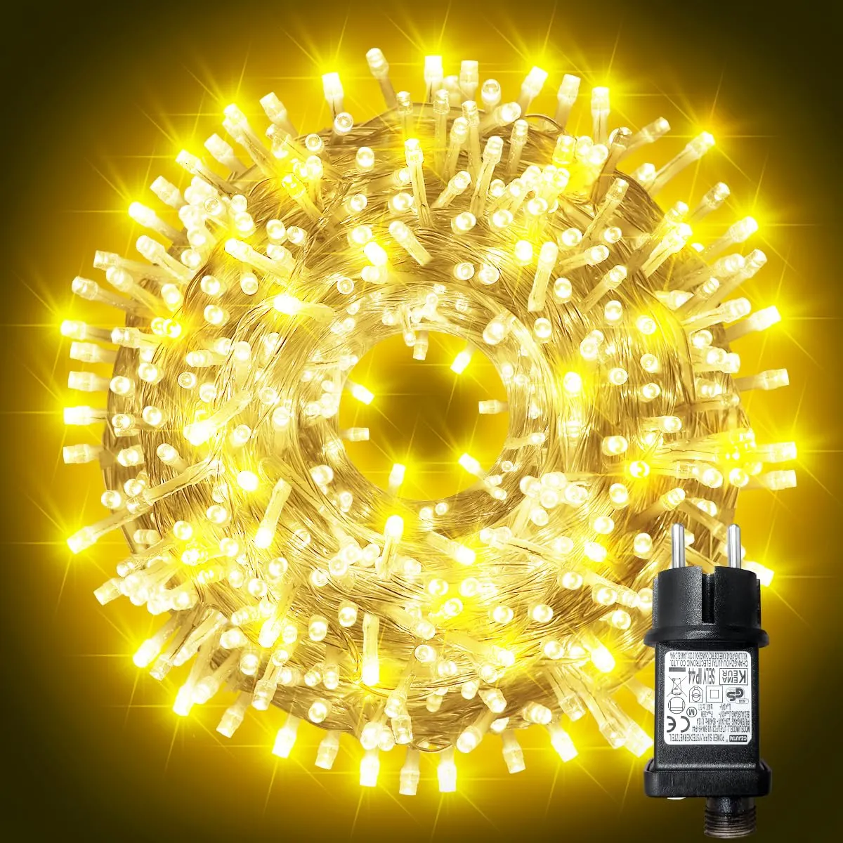ARKOCHIC 35M Luci Natale Esterno, 300 LED Luci Albero Di Natale con 8 Modalità, IP65 Impermeabile Bianco Caldo Fatate Catena Luminosa Decorazioni Natalizie Per Esterno E Interno Giardino, Balcone