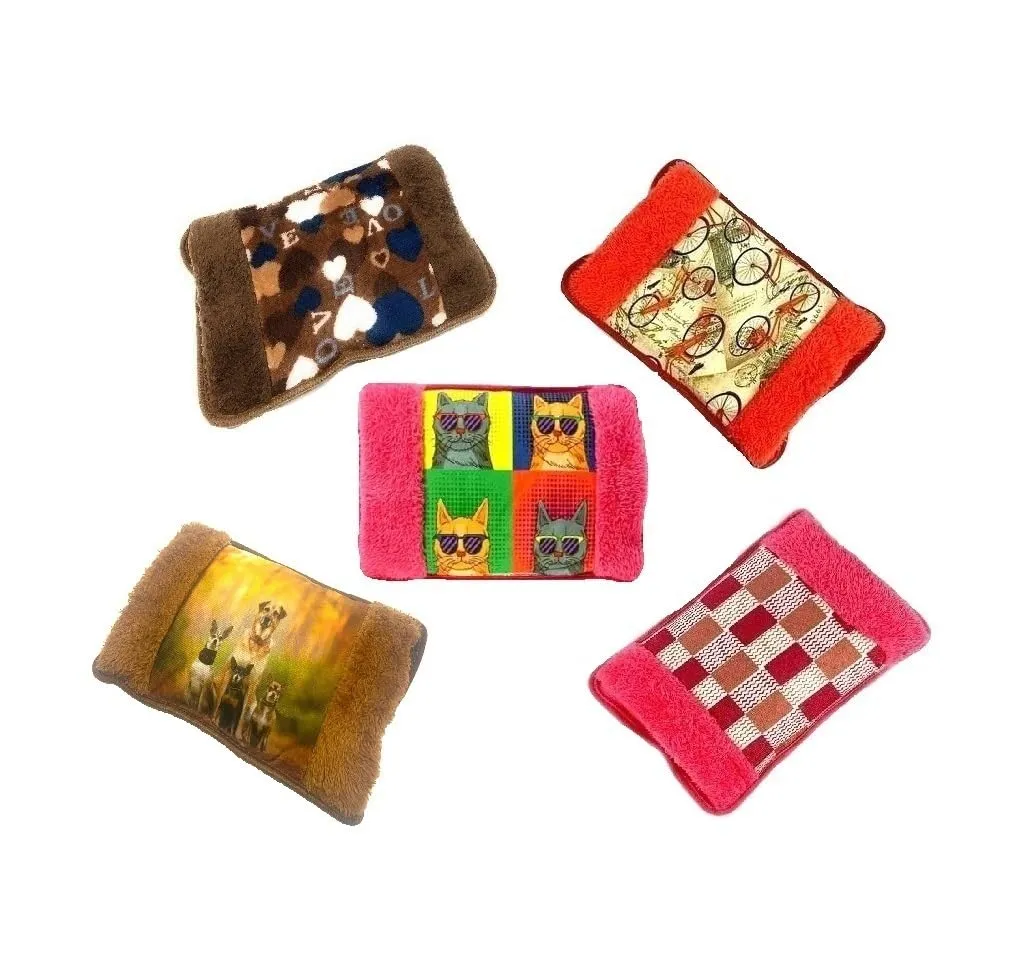 TEMPO DI SALDI Borsa Acqua Calda Elettrica 27x20 cm con rivestimento Peluche Ricaricabile in 10 Minuti, Scaldamani Elettrico con Tasche, Scaldino Pancia, Boule Acqua Calda Elettrica