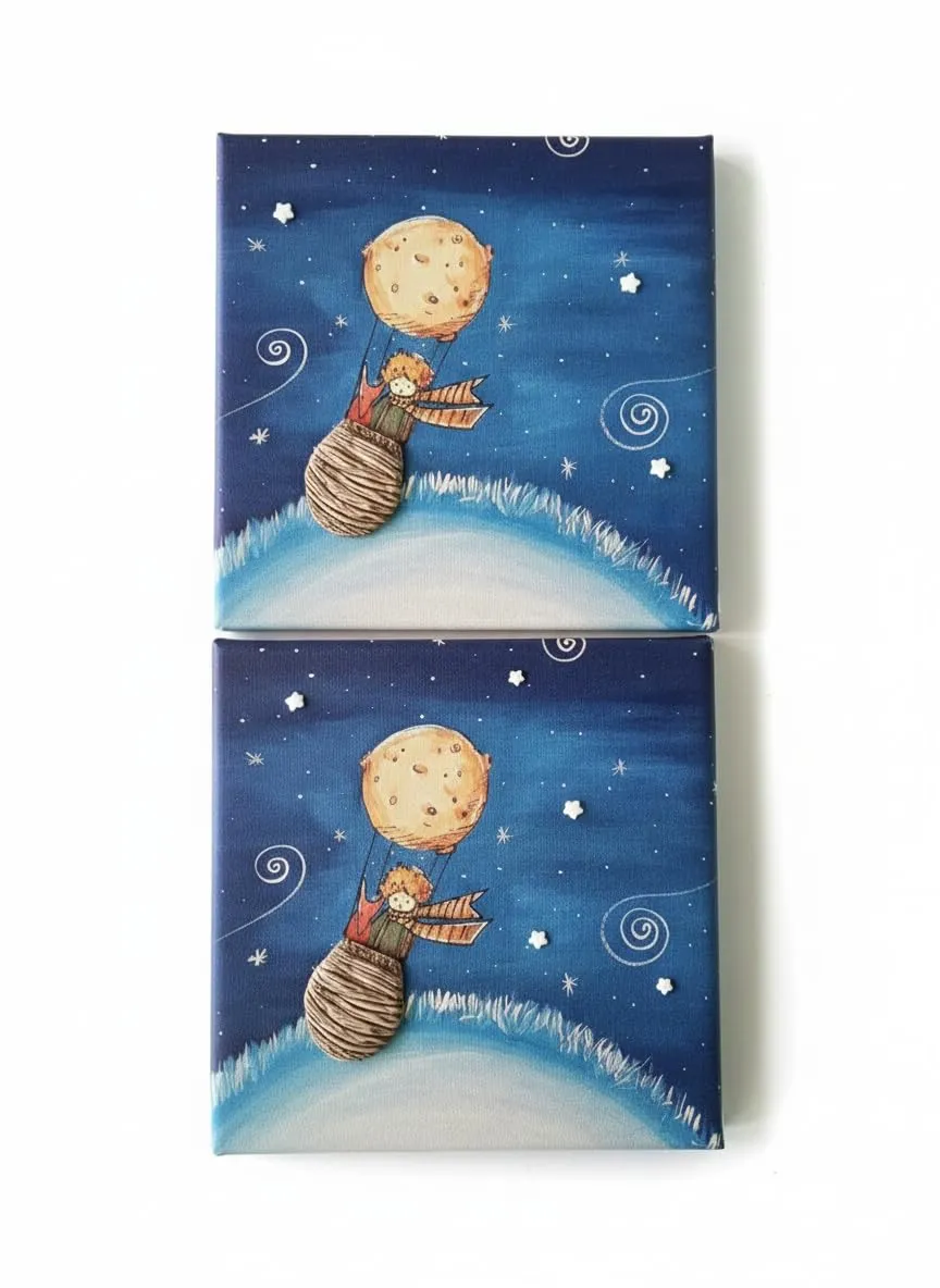 1 Quadro Stampato su tela,piccolo principe,frase personalizzabile,bomboniera comunione,battesimo,cresima,regalo amici e famigliari