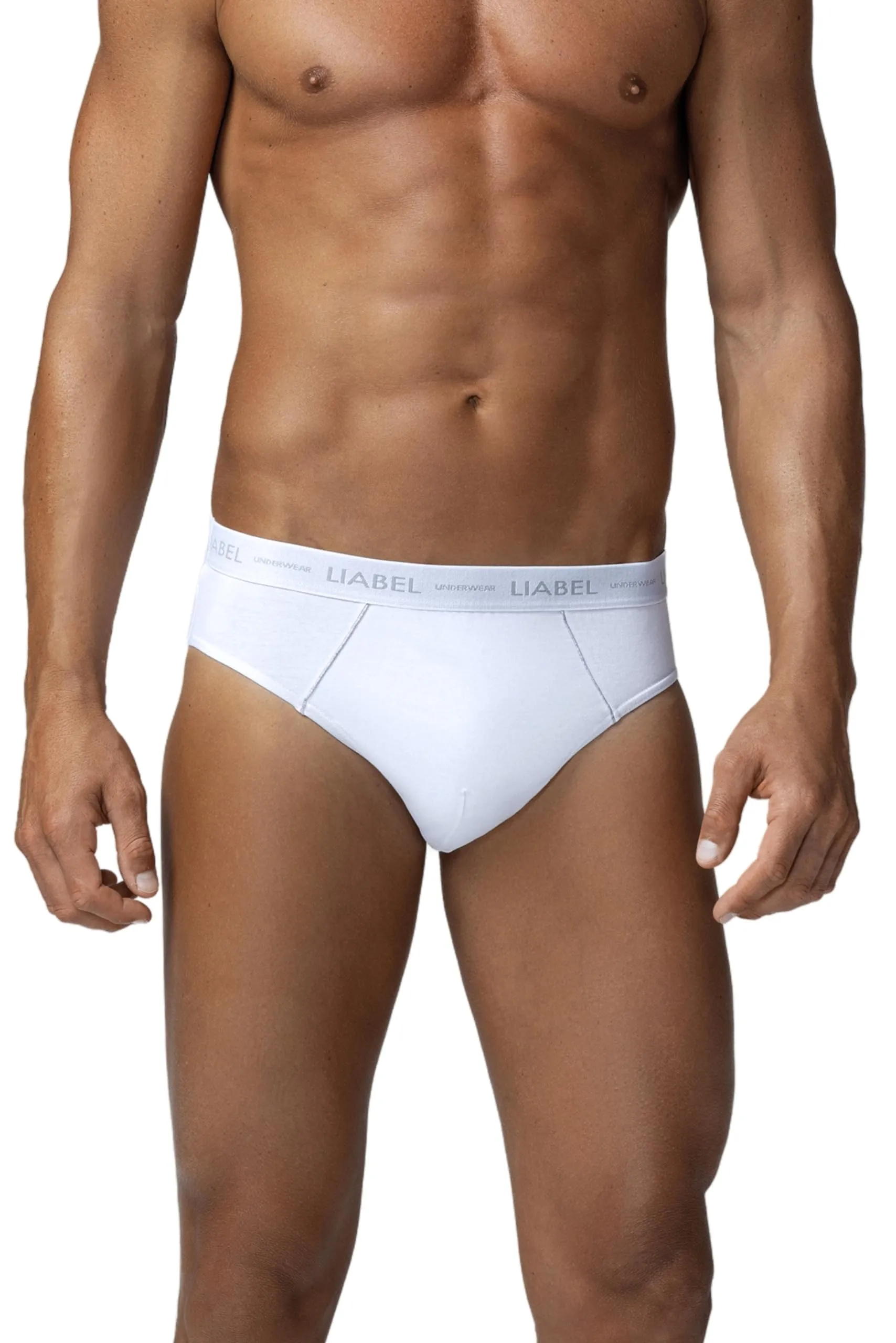 Liabel | 6 Slip Uomo Cotone Bianco Nero e Colorati Mutande Uomo Pack con Cuciture Rinforzate Set Intimo Uomo Slip con Elastico Esterno Male Underwear (XL, Bianco)