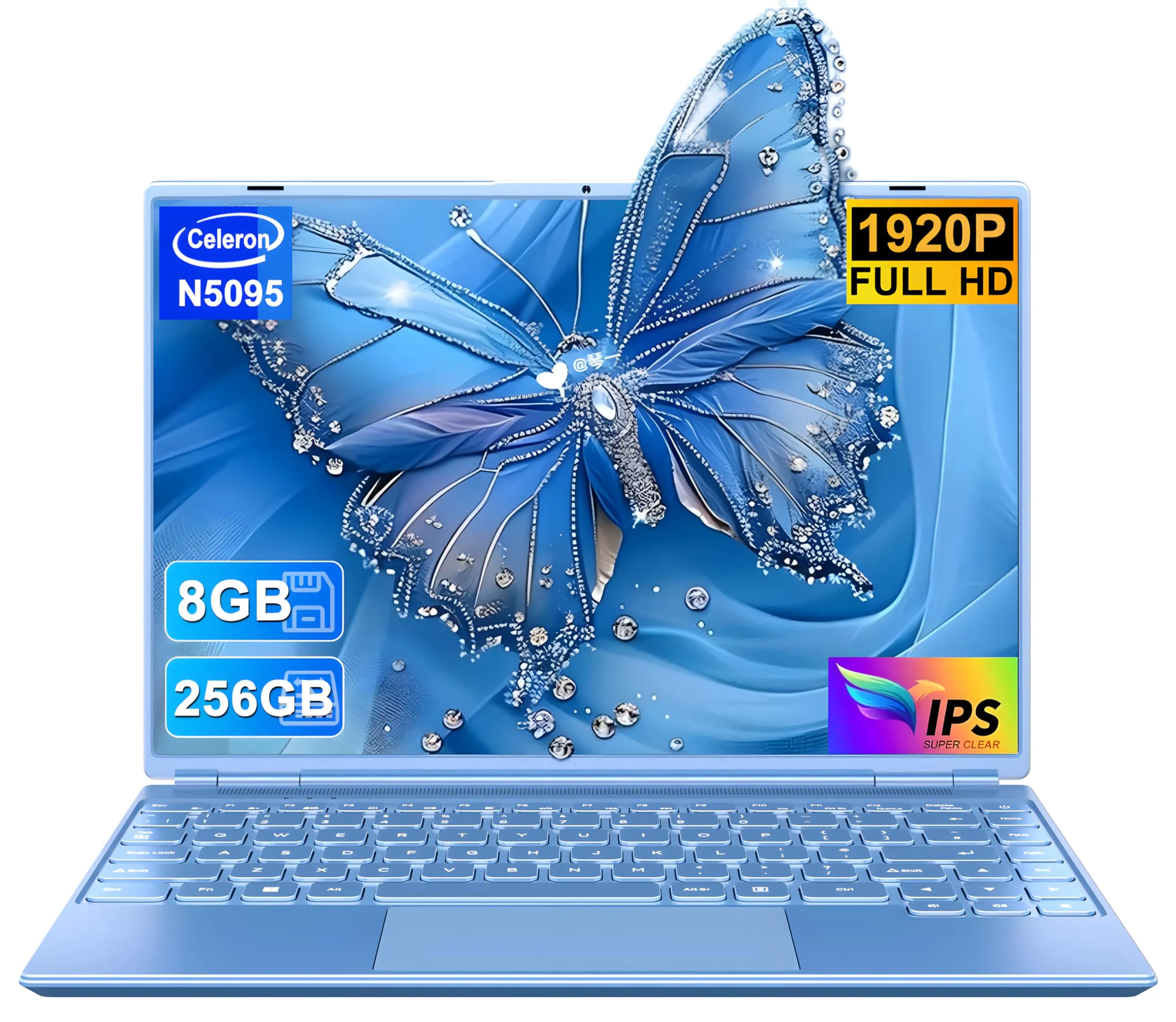 NOTODD 2025 PC Portatile 14 Pollici Win11 Pro Celeron N5095 Computer Portatile 8+256GB SSD Estension 1TB (TF 1TB)1920*1200 Notebook Type-C Mini HDMI Mouse Senza Fili Tastiera Italiana Membrana -Blu