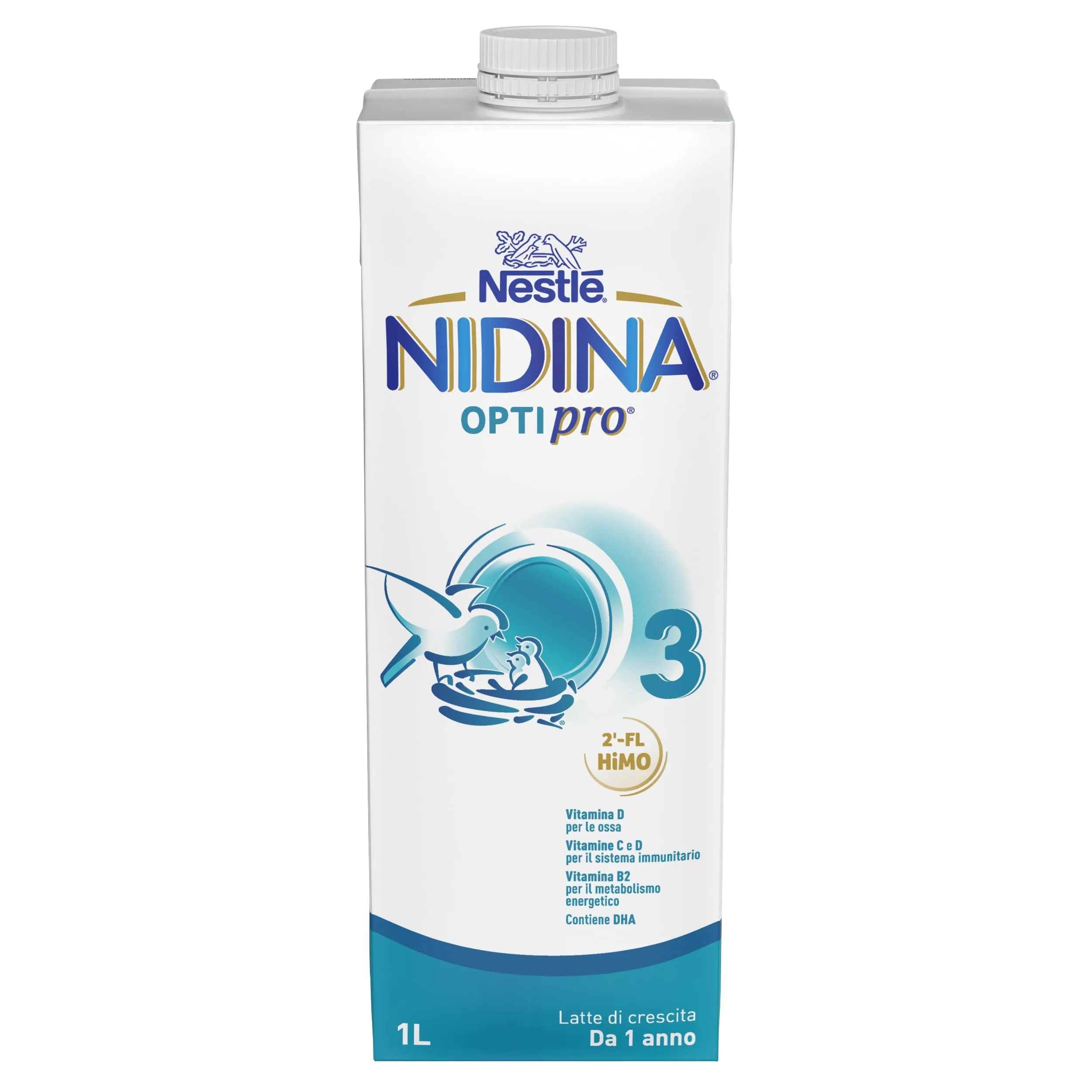NESTLÉ NIDINA Optipro 3 Latte di Crescita Liquido per Bambini da 1 anno, 8 Brick da 1L (8L)