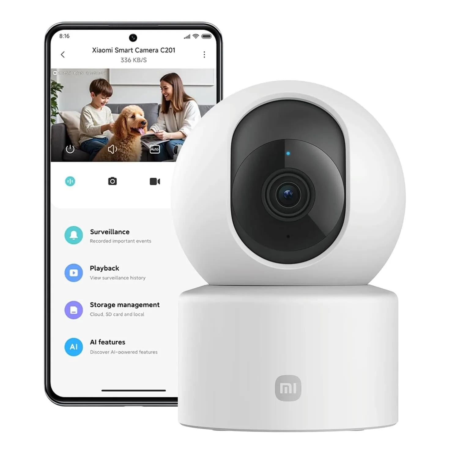 XIAOMI Smart Camera C201 La nitidissima risoluzione HD 1080p protegge ogni angolo della tua casa