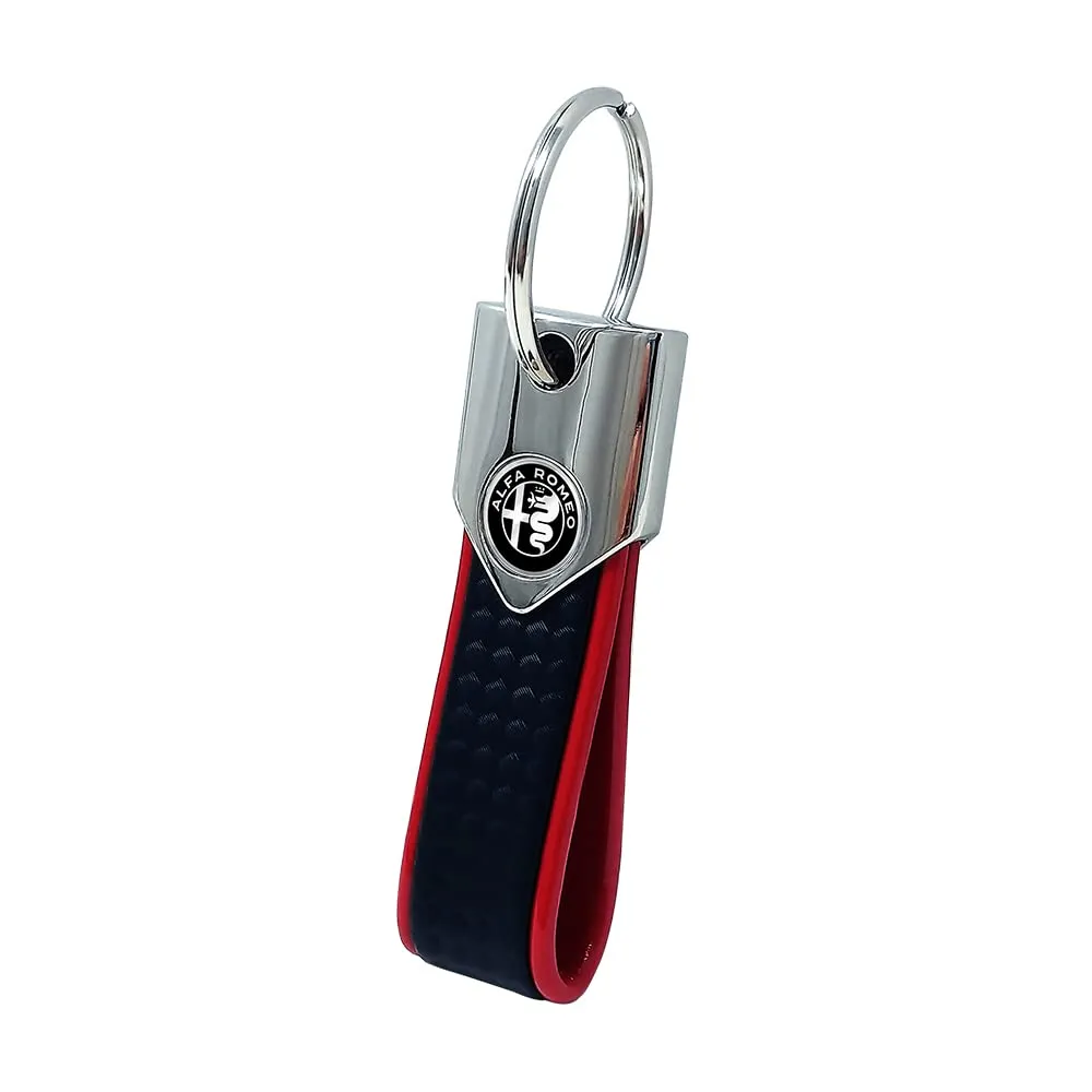 Portachiavi Elite Alfisti, Carbon Rosso con Logo Alfa Romeo Black