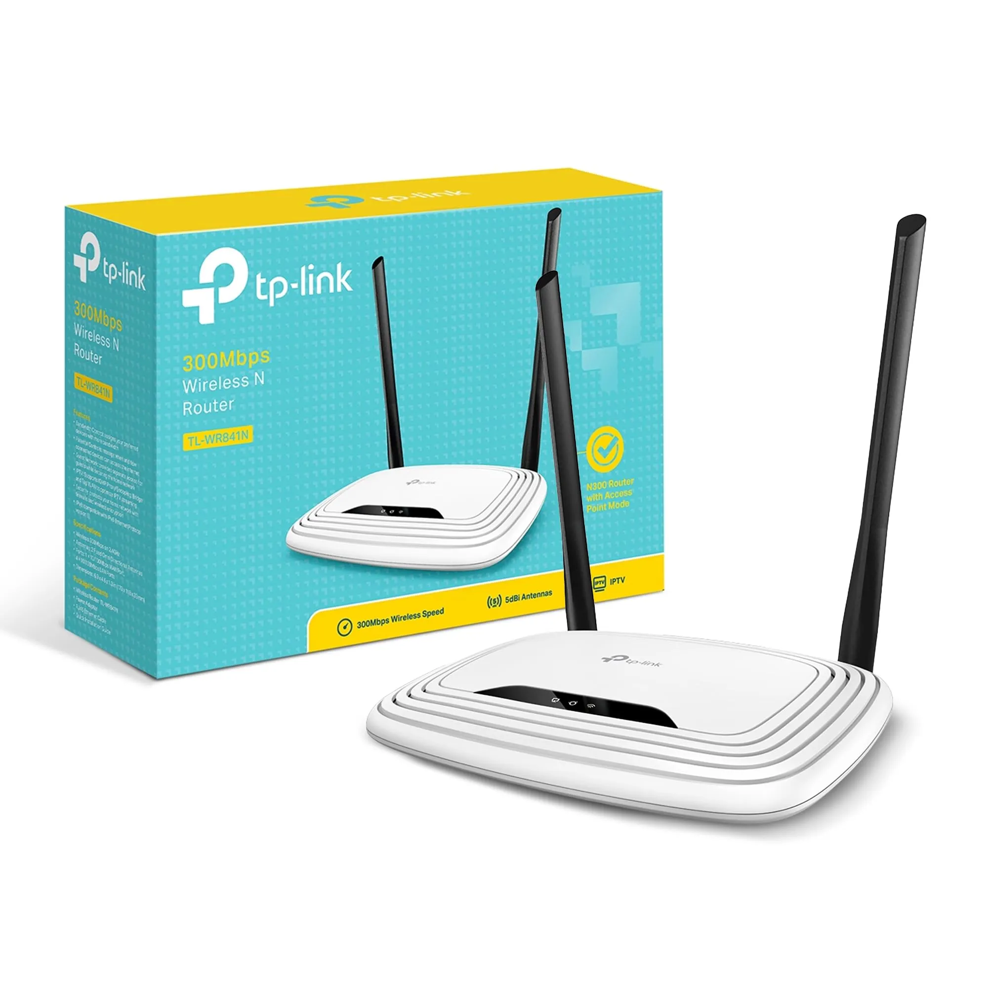 TP-Link TL-WR841N Router Wi-Fi N300Mbps, 5 Porte Fast WAN/LAN, Compatibile con IPv6, WPA/WPA2, WPS, IP QoS, Semplice Configurazione, Supporto IGMP Proxy/Snooping, VLAN