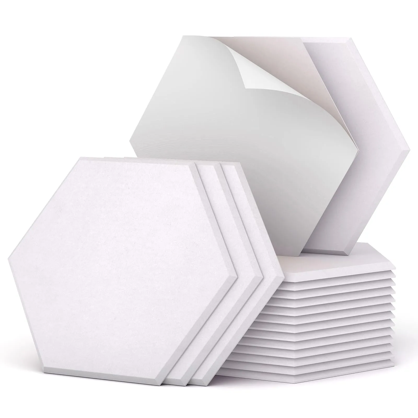TONOR 18 Pacchetti di Pannelli Acustici Esagonali, 30x26x1cm Pannelli Fonoassorbenti ad Alta Densità per Pareti, Pannello Acustico, Imbottitura Fonoassorbente per Studio, Ufficio, Casa, Bianco
