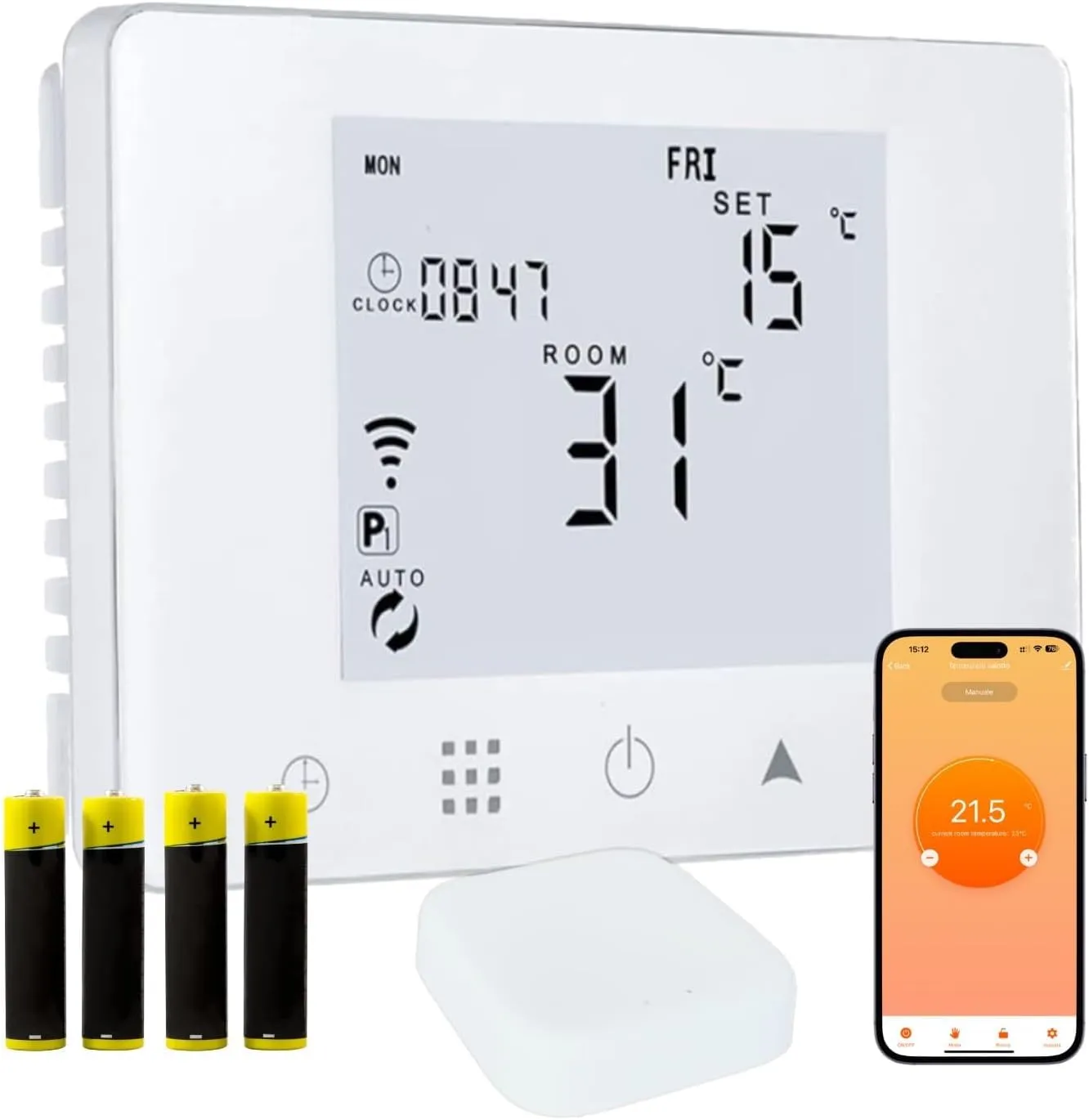 CRONOTERMOSTATO WIFI A BATTERIE PROGRAMMABILE SMARTPHONE APP ALEXA TERMOSTATO CALDAIA DA PARETE O BOX 503 con Gateway Zigbee