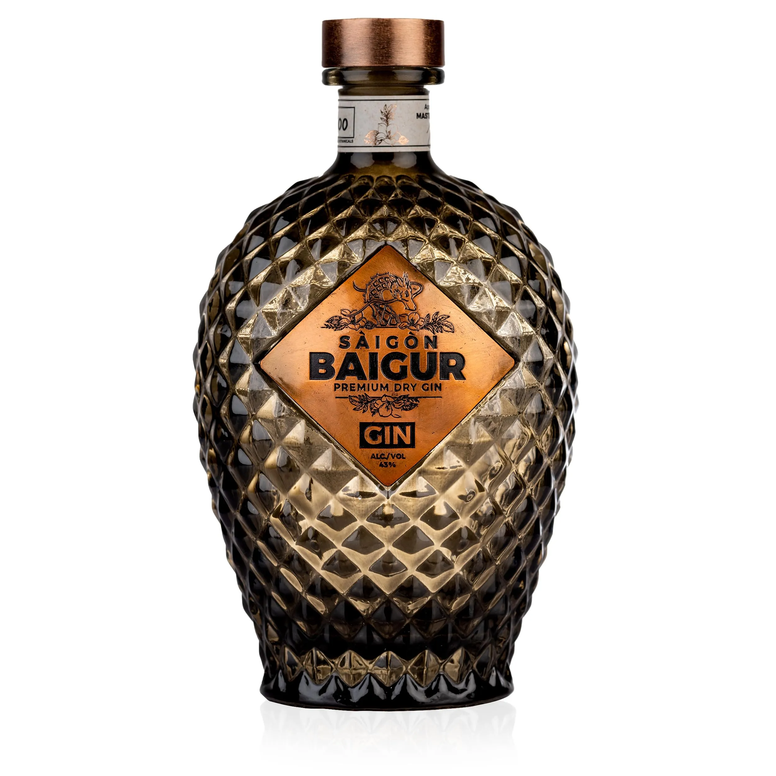 Saigon Baigur, Premium Dry Gin, 700ml, Ideale per Gin Tonic Esotico, Note Agrumate, Floreali, Speziate, 16 Botaniche, Gin Artigianale Vietnamita Distillato in Alambicchi di Rame, Idea Regalo, 43% Vol.