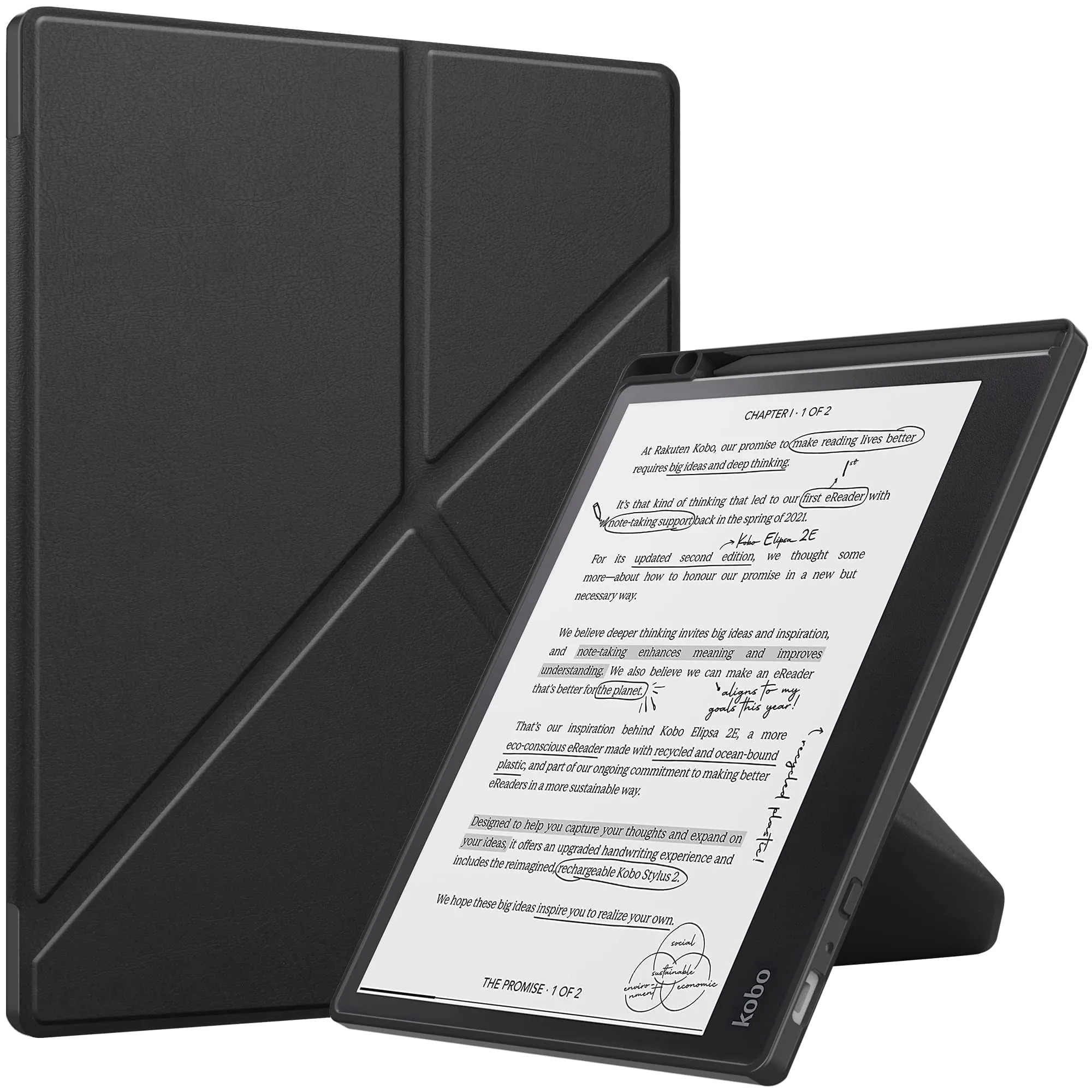 Acelive Custodia Cover per Kobo Elipsa 2E 10.3 Pollici eReader 2023 con Pen Holder, Auto Sveglia/Sonno