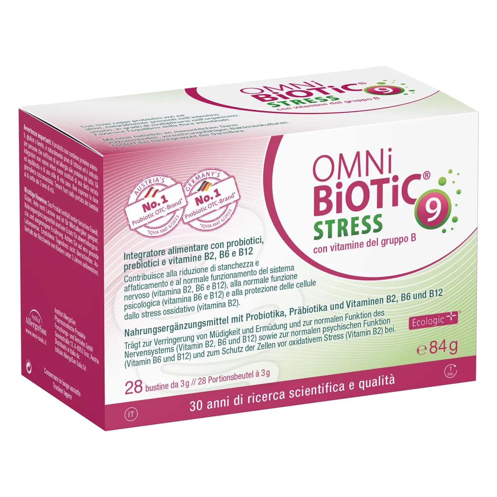 OMNi BiOTiC Stress con vitamine del gruppo B | Polvere | Integrato con vitamine B2, B6 e B12 | VEGANO | 28 bustine da 3g
