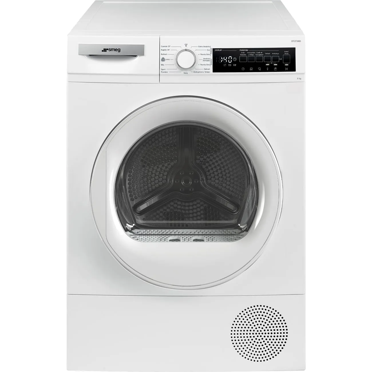 DT2T08D - Asciugatrice con Pompa di Calore, 8 Kg, Libera Installazione, Classe energetica D