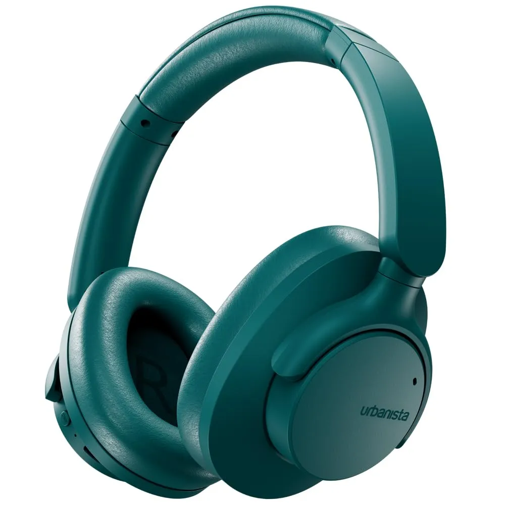 Urbanista Valencia Over Ear Cuffie Bluetooth Wireless Cancelling con ANC, audio Hi-Res, bassi profondi, batteria 50h, cancellazione del rumore, 2 dispositivi collegati, senza fili, overhead, verde