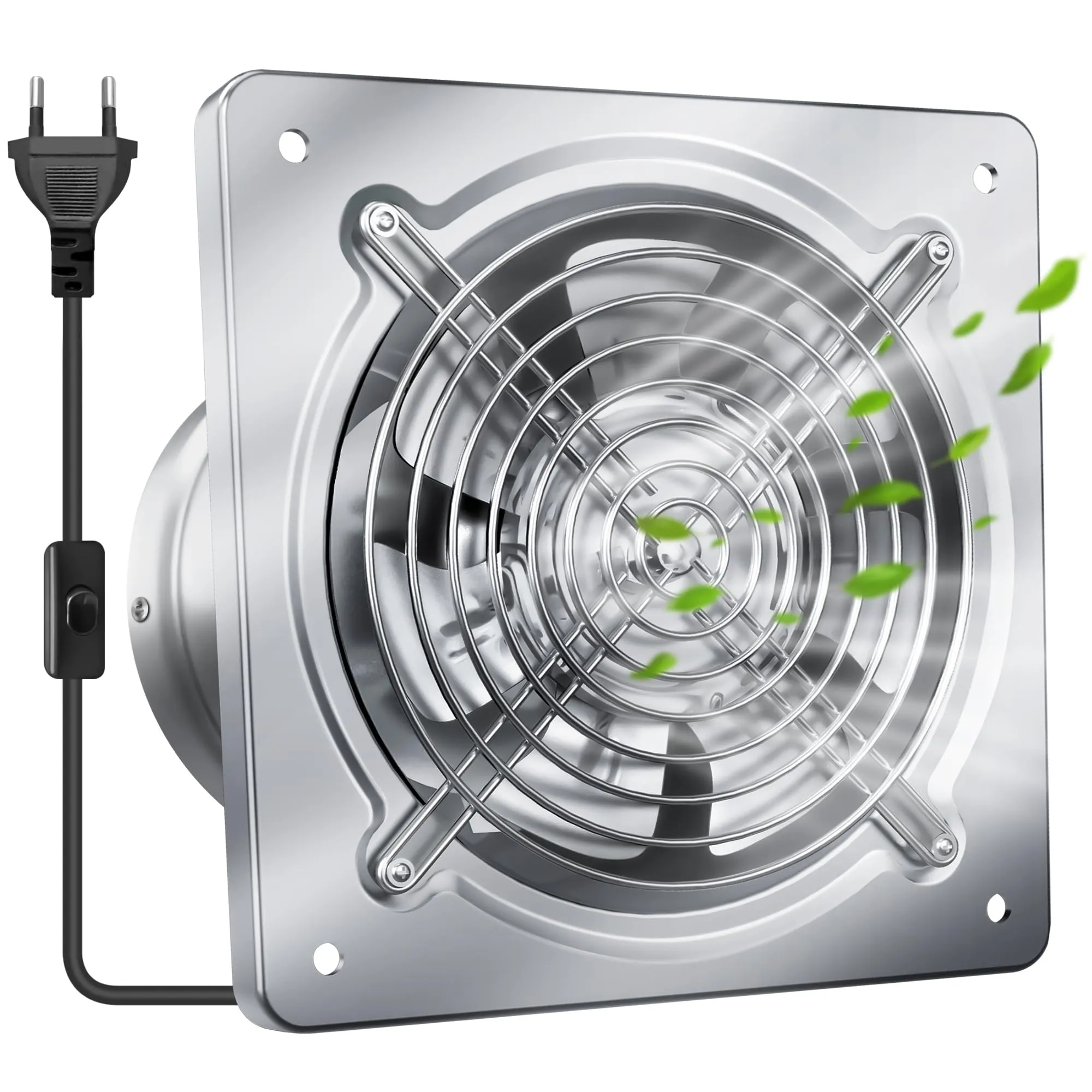 Yrichtra 250mm Ventola Aspirazione 1680m³/h - Aspiratore Cucina Potente, Silenzioso e Efficiente, Valvola Antireflusso, Industriale Estrattore per Bagno Cucina Ventilazione, Argento