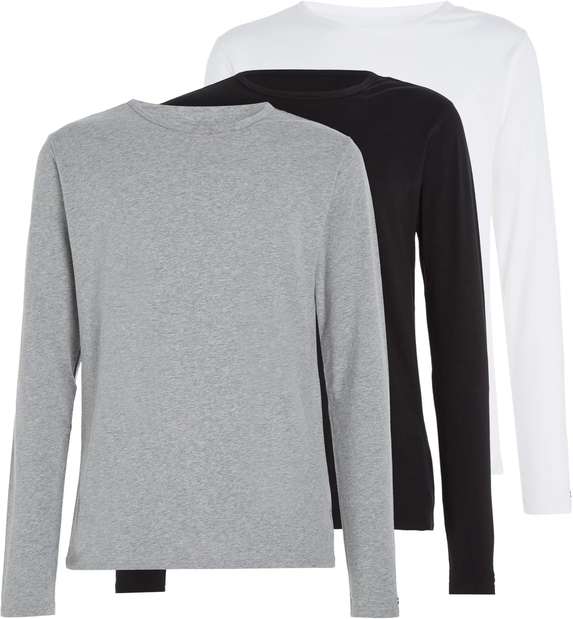 Tommy Hilfiger Magliette Maniche Lunghe Uomo Confezione da 3 Basic, Multicolore (Black/White/Grey Heather), M