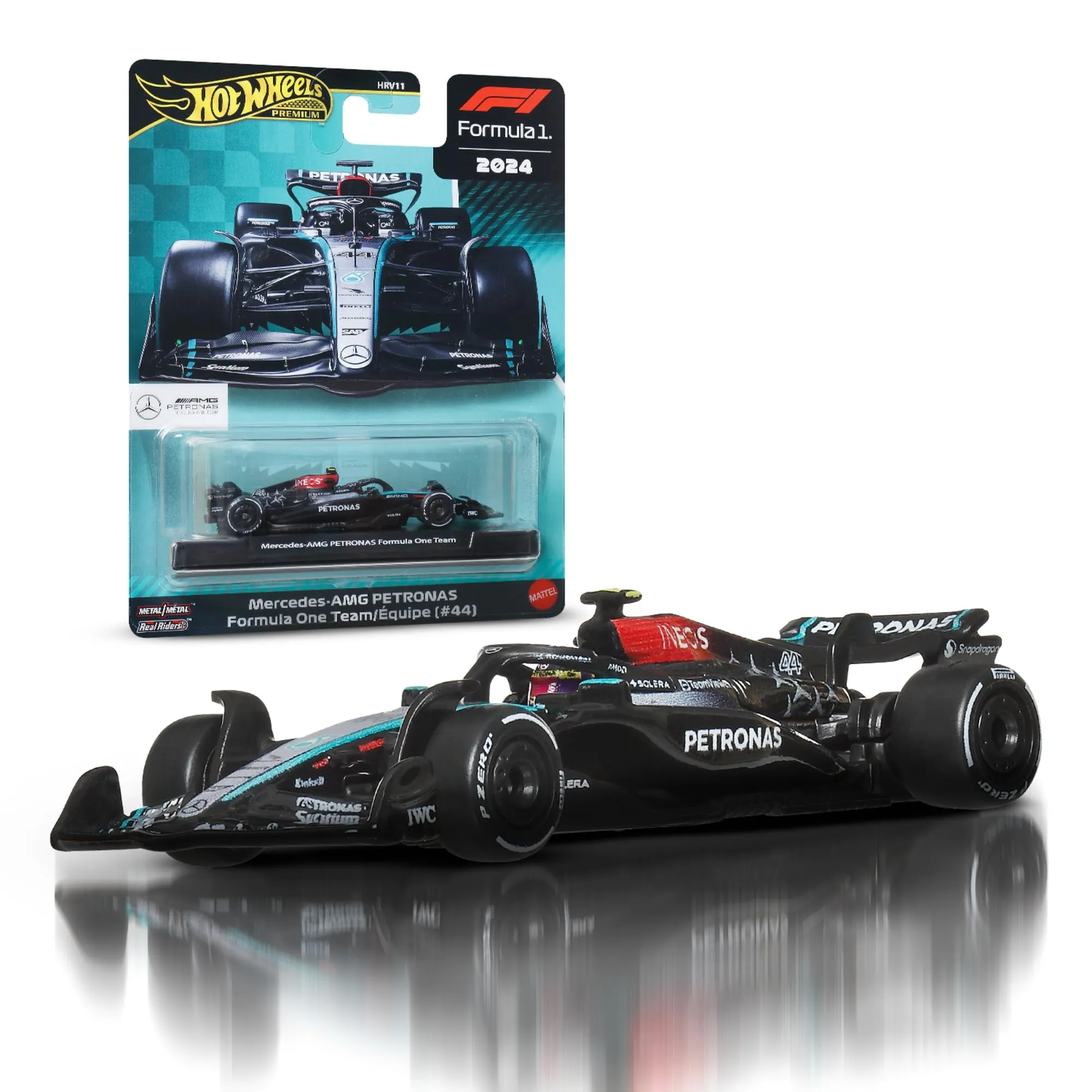 Hot Wheels Premium - Formula 1 auto da corsa, modellino die-cast in scala 1:64 da collezione, con pneumatici Real Riders, carrozzeria e telaio in metallo, giocattolo per fan e collezionisti, JBM16