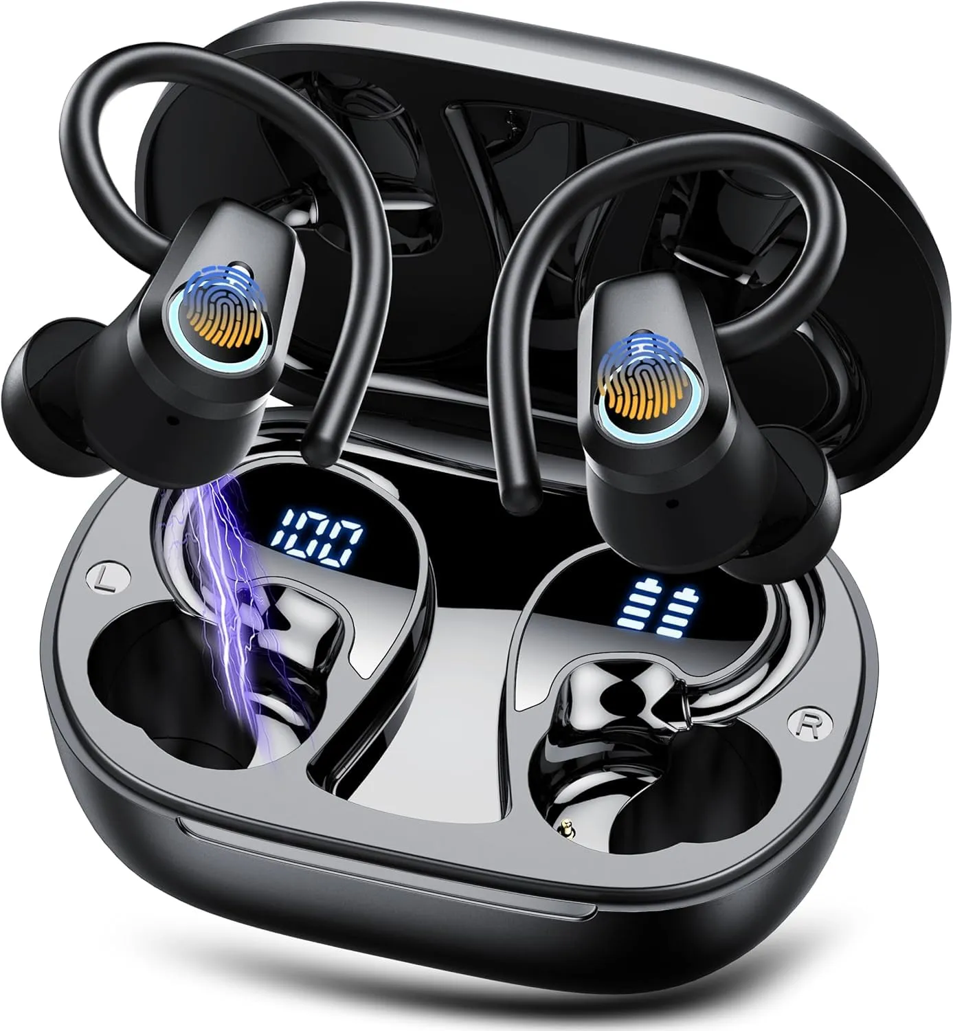 Cuffie Bluetooth Sport, 2025 Auricolari Bluetooth 5.3 con 4 ENC Cancellazione Rumore Mic, 50 Ore Cuffie Wireless HiFi Stereo, IP7 Impermeabili, Ricarica Rapida, USB-C, Cuffiette Bluetooth per Running