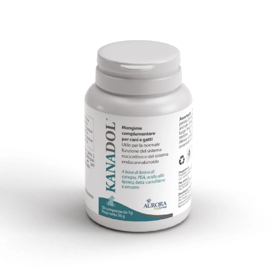 Aurora Biofarma Kanadol - Mangime complementare utile per la normale funzione del sistema nocicettivo ed endocannabinoide - 50 Compresse