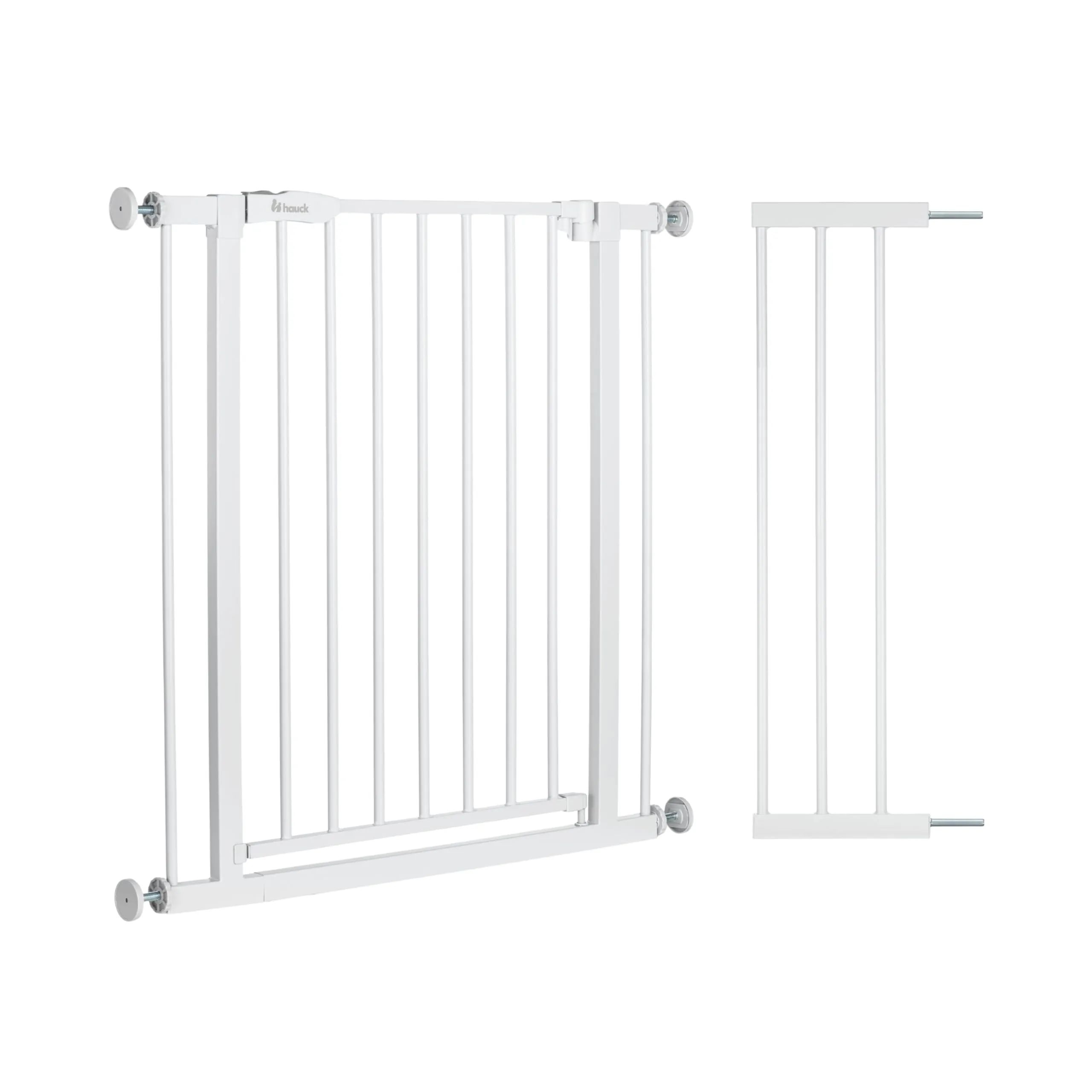 hauck Open N Stop 2 + Estensione da 21 cm, Grigio Scuro - Cancelletto per Bambini Cani, Larghezza Regolabile da 96 a 101 cm, Alto 77 cm, Apribile con una Mano in Entrambe Direzioni, Solo per Interno