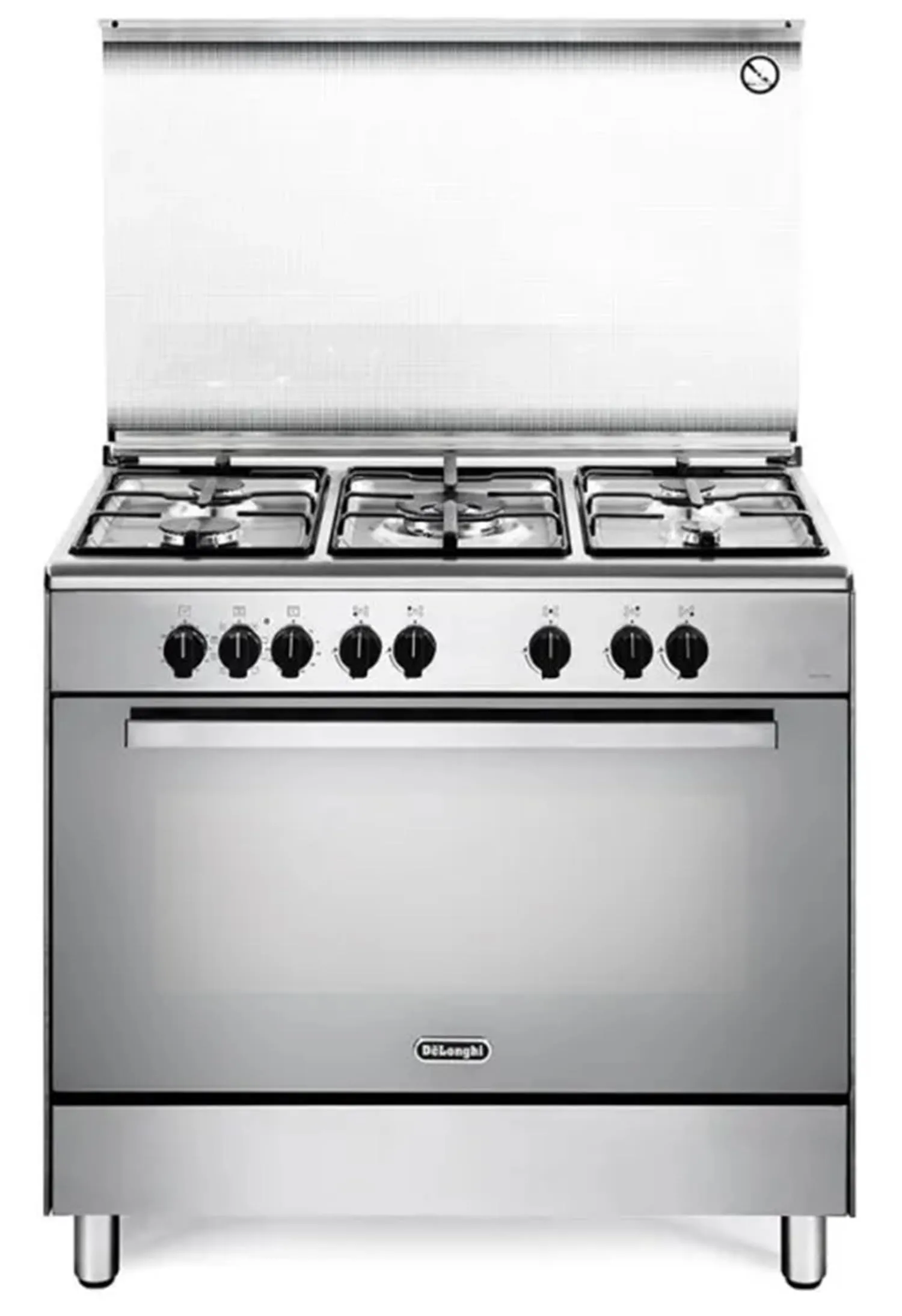 DEMX96SG - Cucina a gas con forno elettrico, n°5 fuochi, 90x60 cm, colore Inox, Classe energetica A
