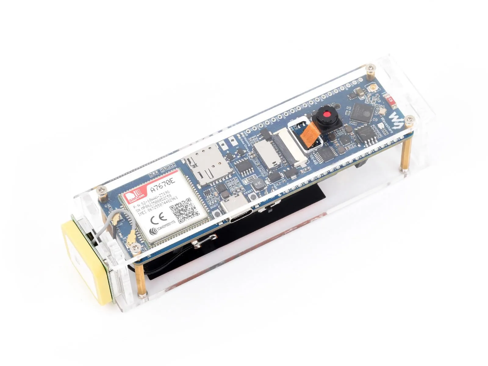Waveshare ESP32-S3 A7670E 4G Development Board, LTE Cat-1 / 2G / WiFi/Bluetooth/Telephone Call/SMS/GNSS Positioning Support, Suitable for 4G Portable WiFi, Onboard Camera/Speaker/Antenna
