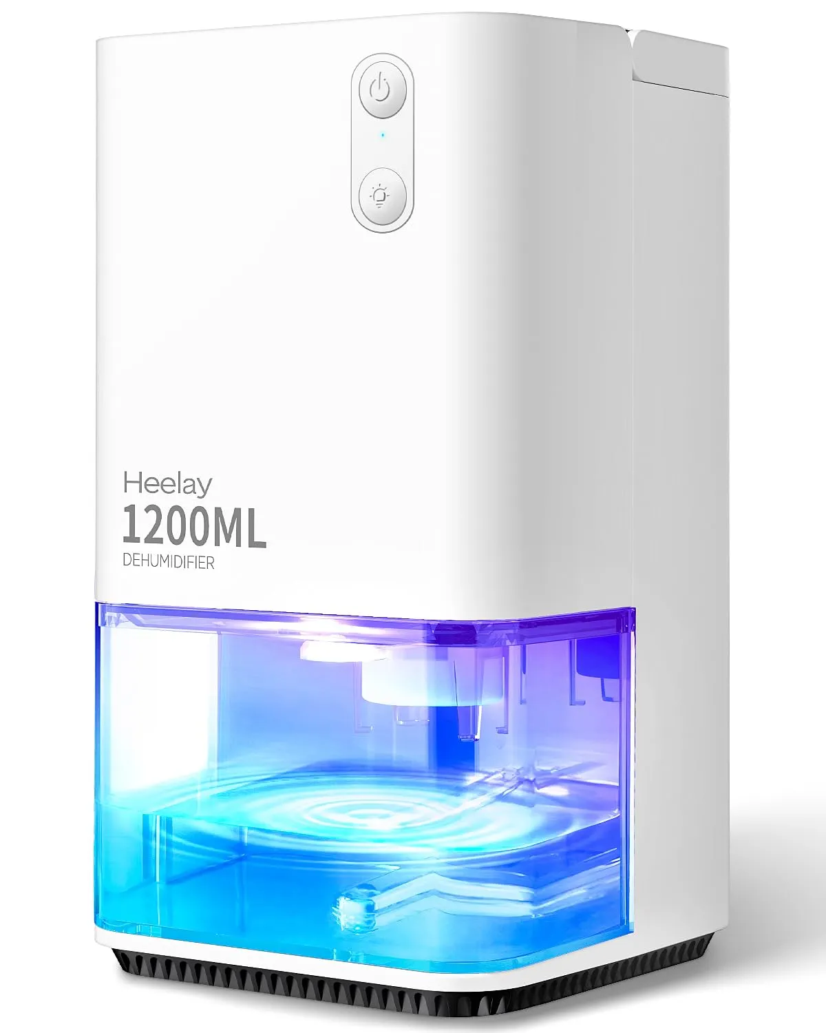 Heelay® Deumidificatore，1200 ml deumidificatore casa silenzioso Piccolo elettrico Basso consumo 7 colori LED Portatile Spegnimento automatico Bagno Armadio Camera da letto Ufficio Camper Bianco